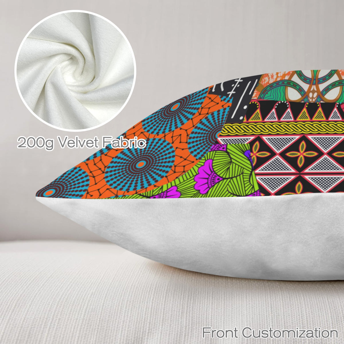 Ankara Patchwork Faux Velvet Throw Pillow Covers – Set of 2 (18" x 18" only)