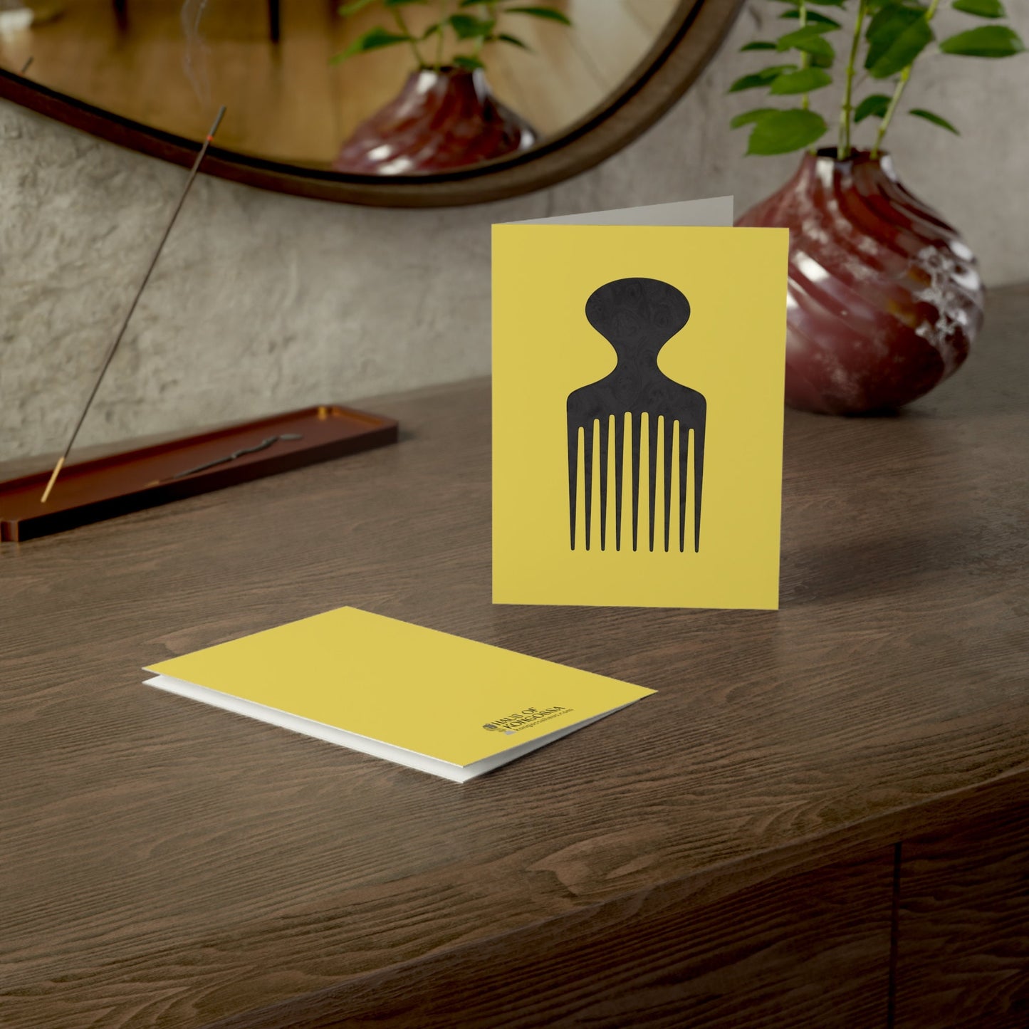 Black Marble Comb Yellow African Greeting Cards (1, 10pcs)