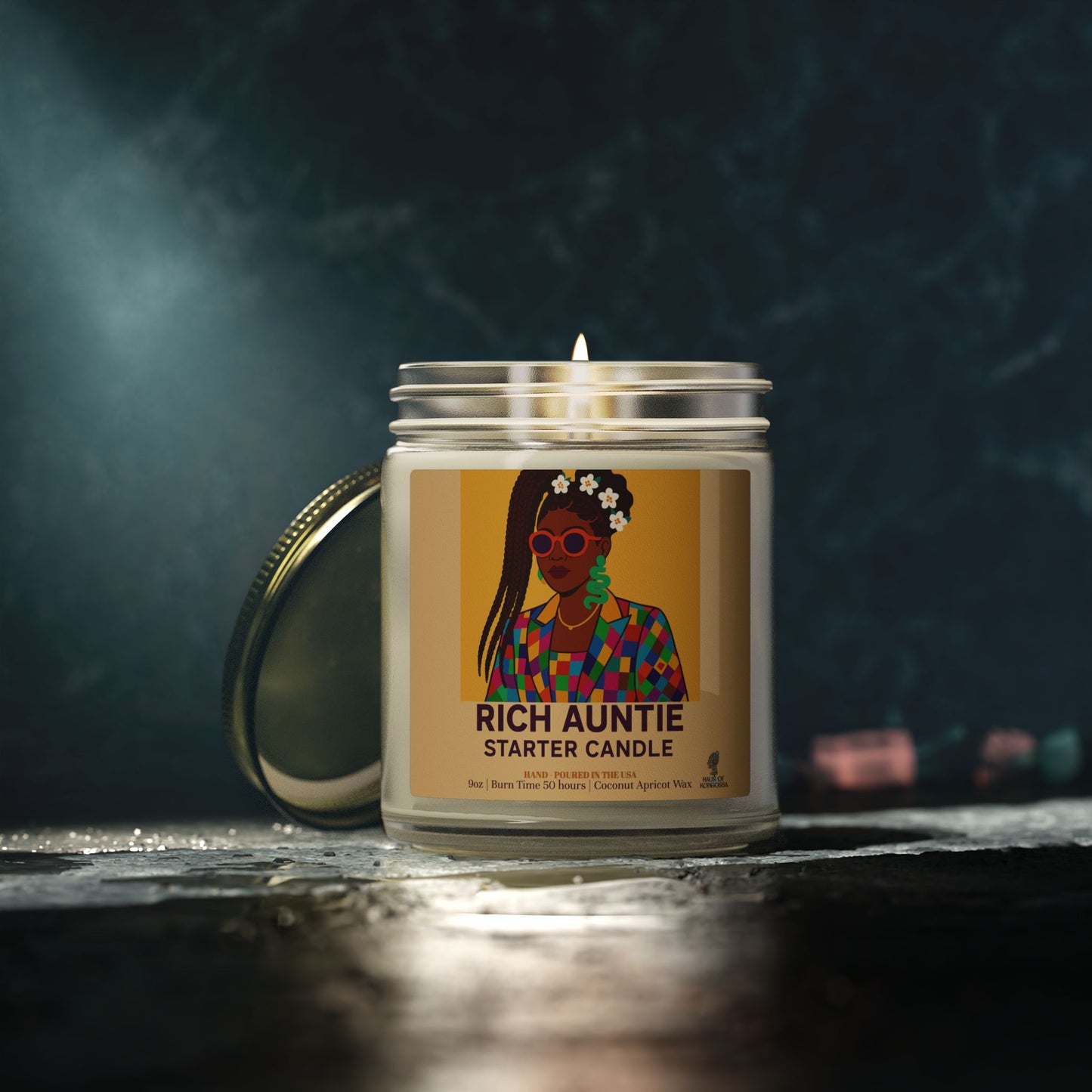 Rich Auntie Coconut Apricot Wax Scented Candles (Color), Afrocentric Candle – African Inspired Home Decor,Home Fragrance Decor, Aromatherapy Gift, Relaxation Candle