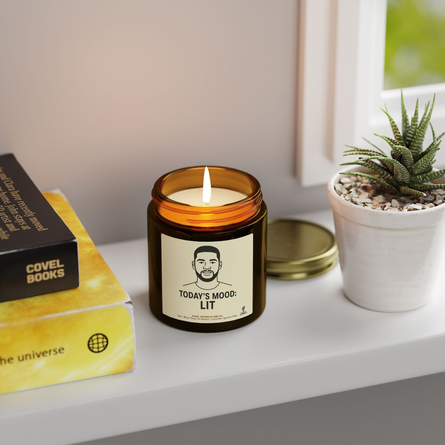 Today's Mood, LIT Coconut Apricot Wax Scented Candles (Black and White), Afrocentric Candle – African Inspired Home Decor, Home Fragrance Decor, Aromatherapy Gift, Relaxation Candle