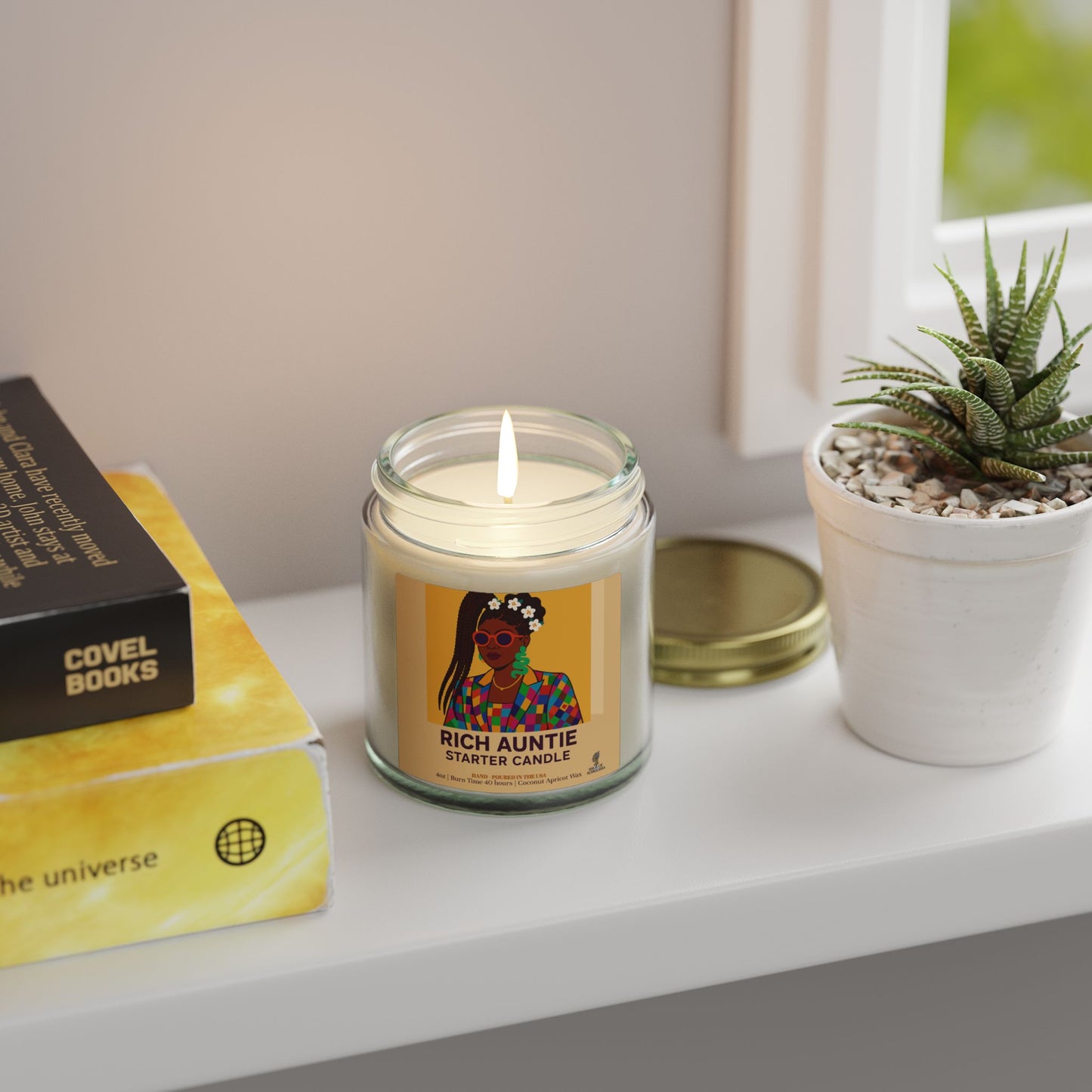 Rich Auntie Coconut Apricot Wax Scented Candles (Color), Afrocentric Candle – African Inspired Home Decor,Home Fragrance Decor, Aromatherapy Gift, Relaxation Candle