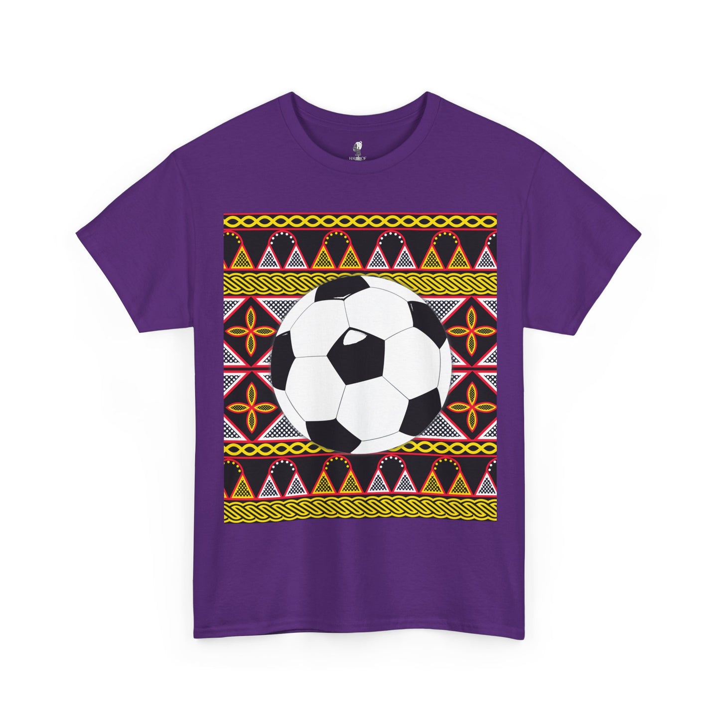 GOAL!! - BW Football on Yellow Toghu with Back Design Unisex Heavy Cotton Tee