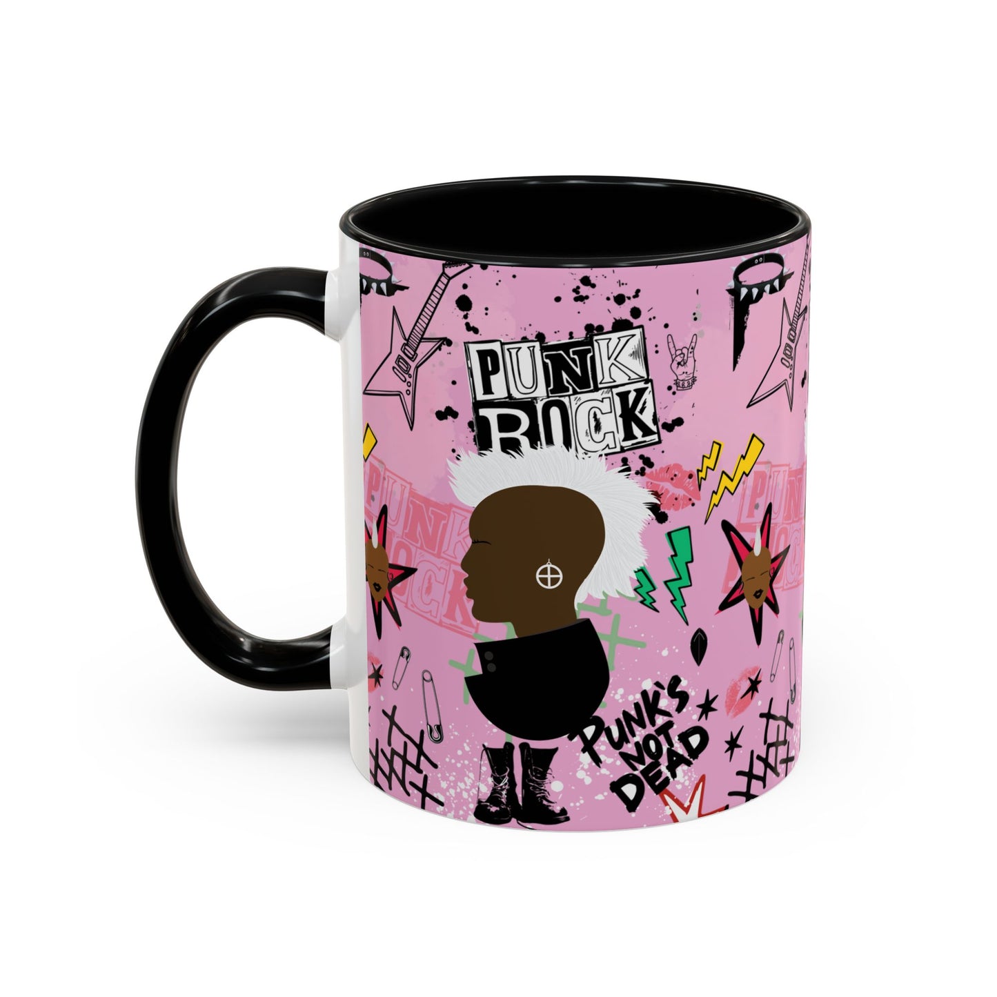 Punk Rock Pattern Accent Coffee Mug,  11oz, 15oz