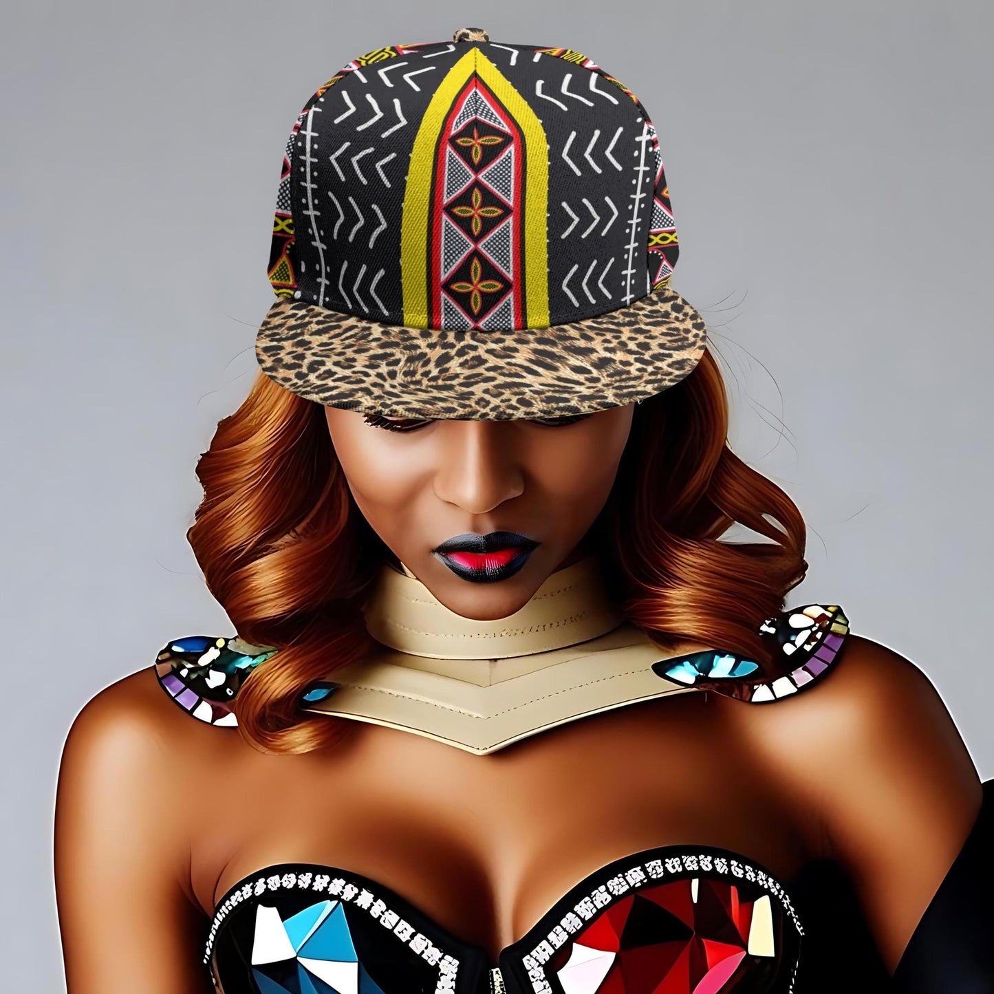 African Print Baseball Hat: Toghu Mudcloth Snapback