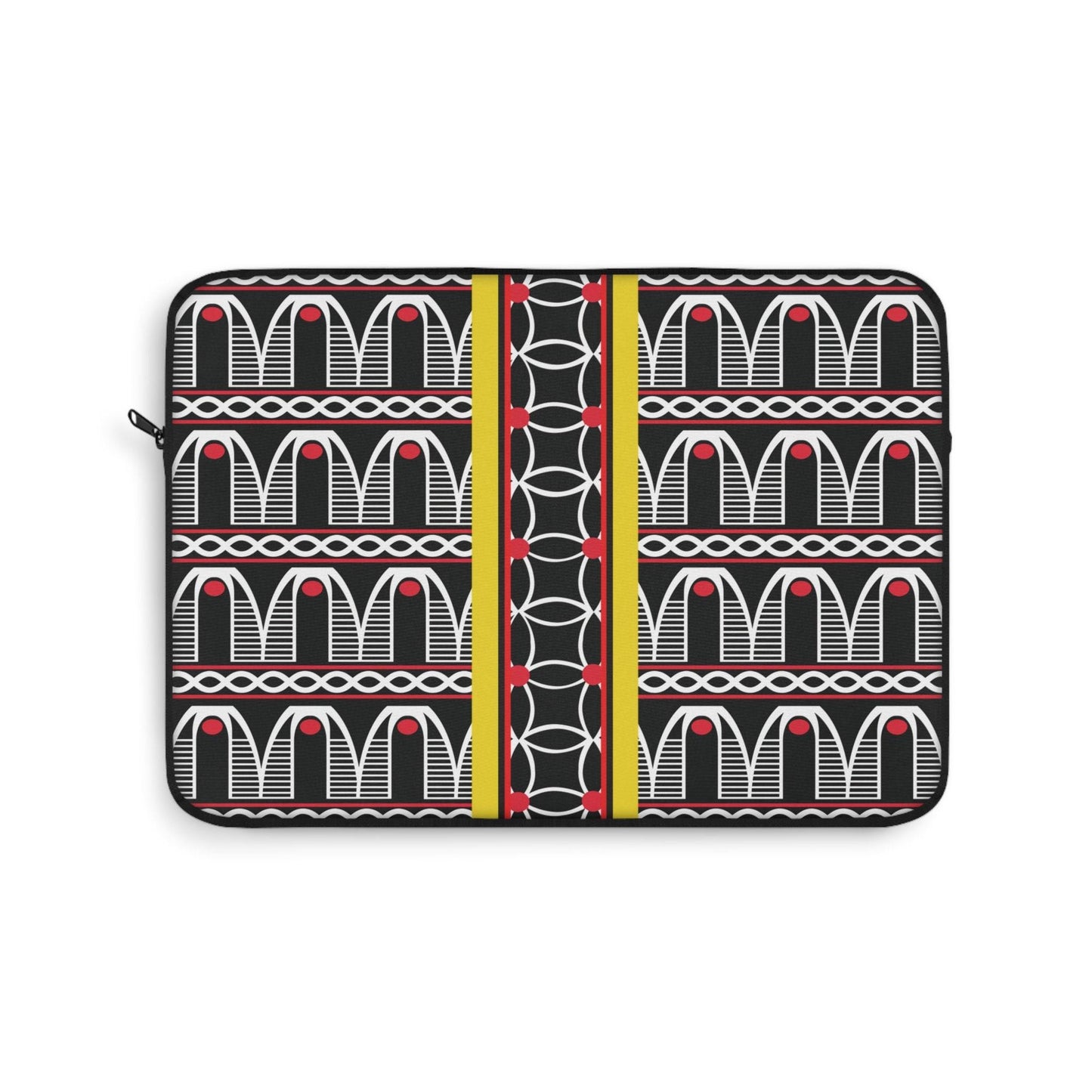 Toghu BW Bells with Flora Strip Laptop Sleeve - Front Print, Pro Macbook Air Sleeve