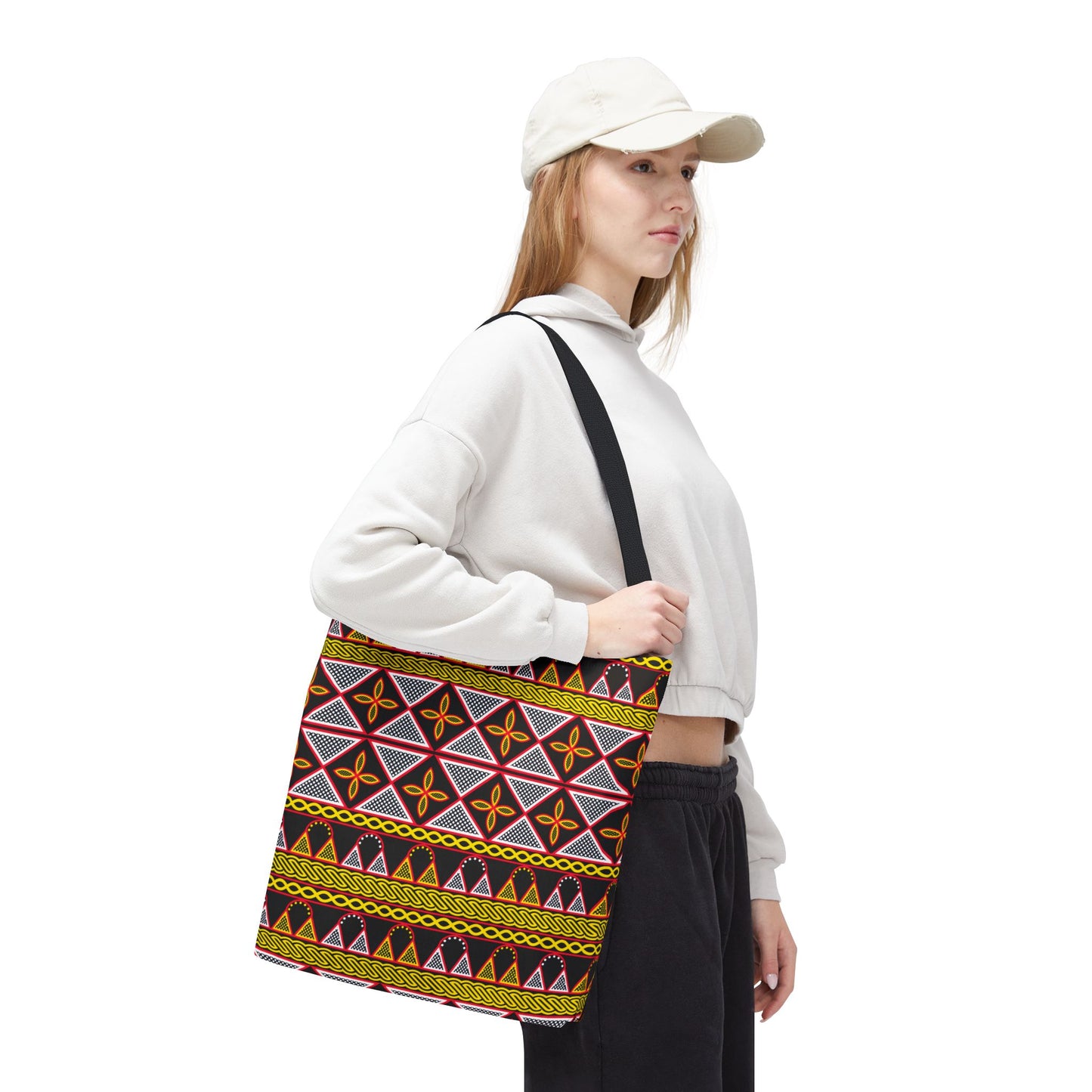 Yellow Cameroon Toghu Print Canvas Tote Bag