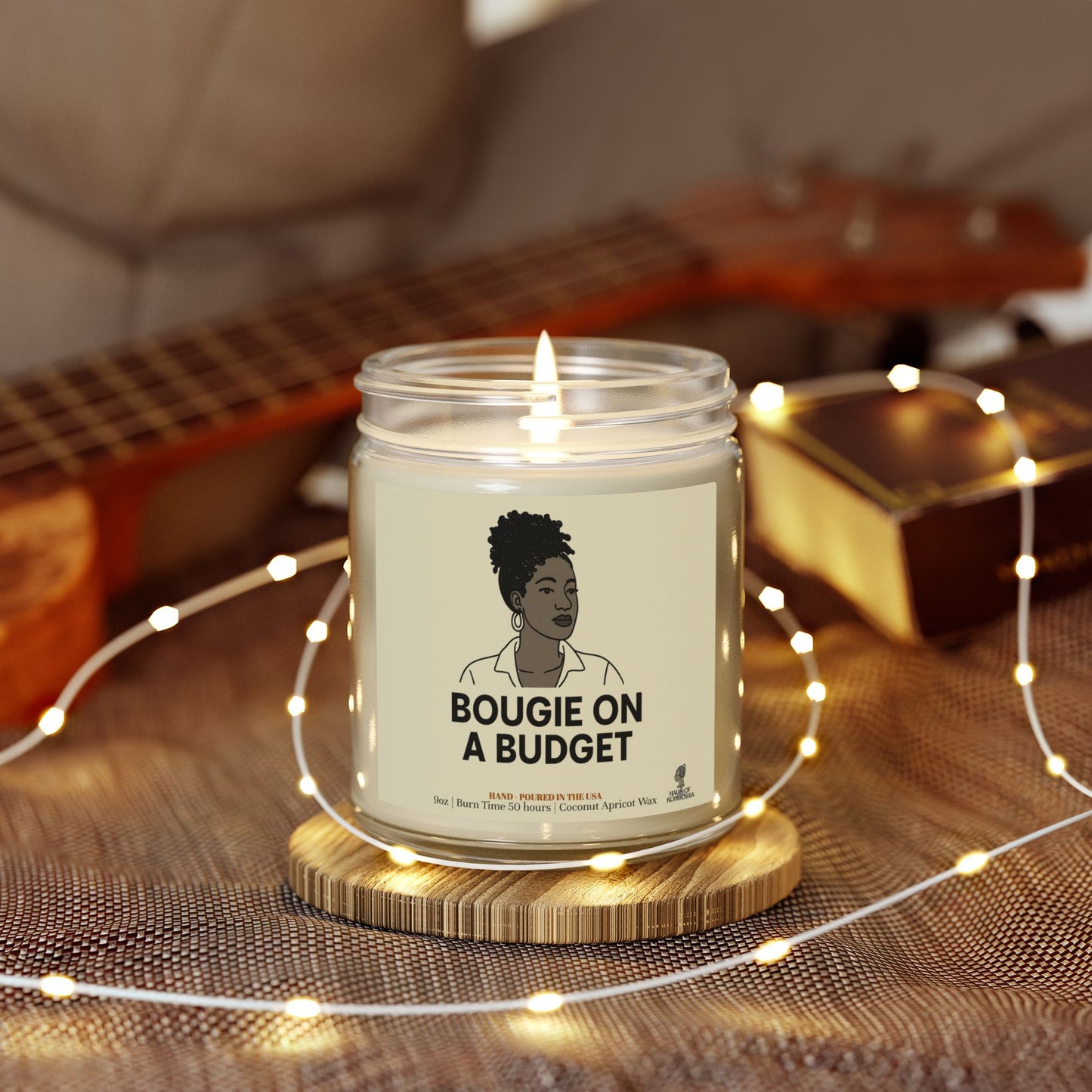 Bougie on a Budget Coconut Apricot Wax Scented Candles (Black and White), Afrocentric Candle, Home Fragrance Decor, Aromatherapy Gift, Relaxation Candle