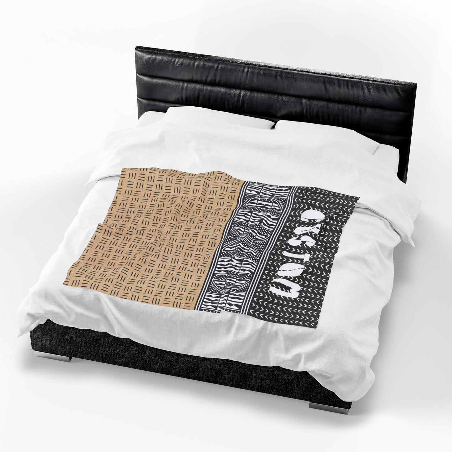 Personalized Velveteen Plush Blanket - Custom African Mudcloth Pattern Throw Blanket