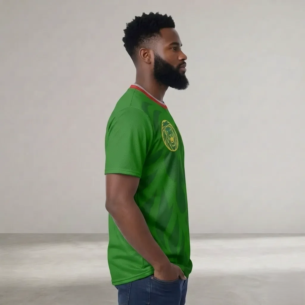 Cameroon Indomitable Lions Soccer Jersey – Green African Athletic Eyebird Football Tee
