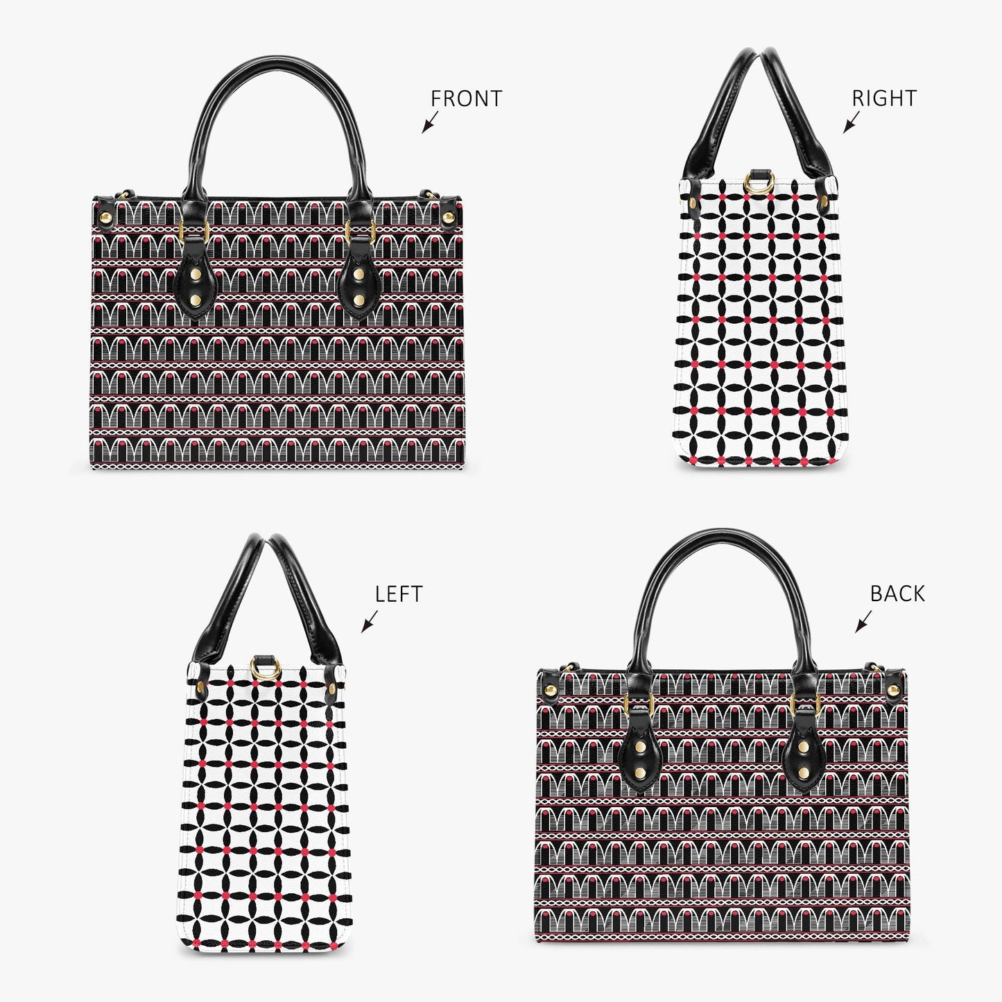 African Print Vegan Leather Tote Bag: Toghu and Ndop & BW Bells Design