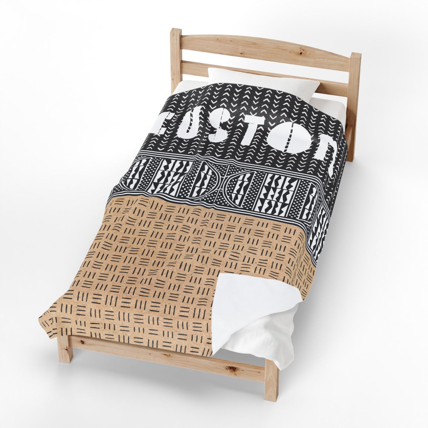 Personalized Velveteen Plush Blanket - Custom African Mudcloth Pattern Throw Blanket