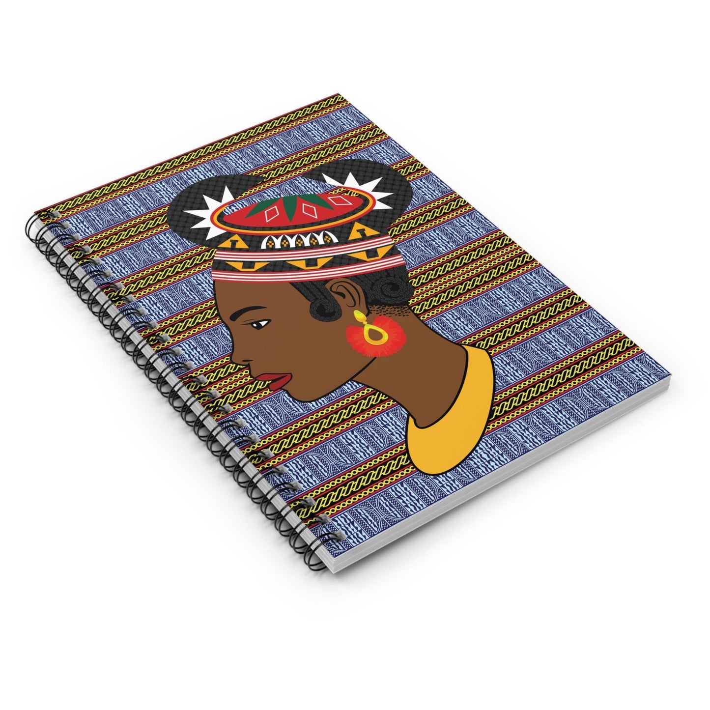 Bamenda Hat Spiral Notebook: Ndop Print, Ruled Line (6" x 8")