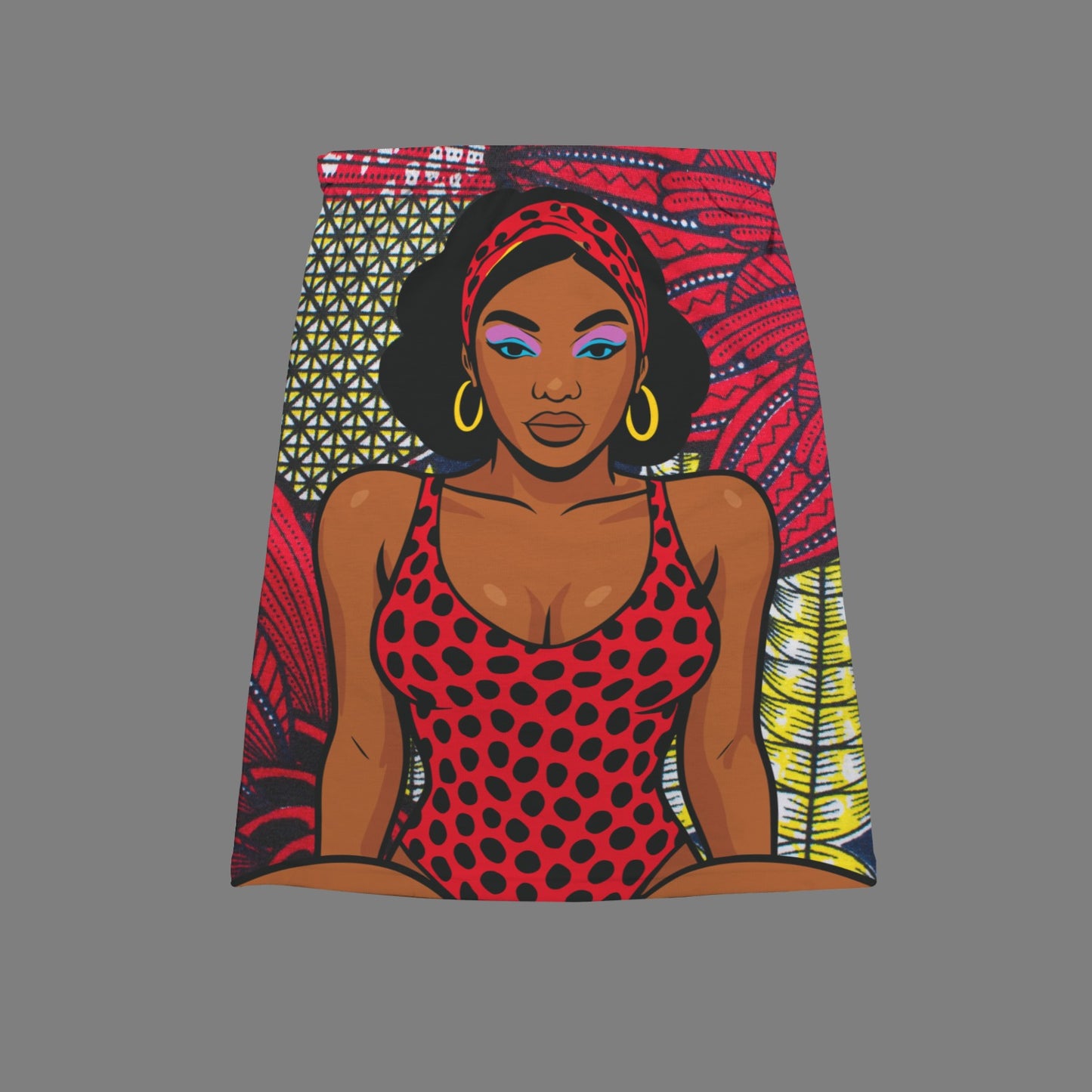 Ankara Muse Long Strapless Tube Top, Crimson Bloom Print