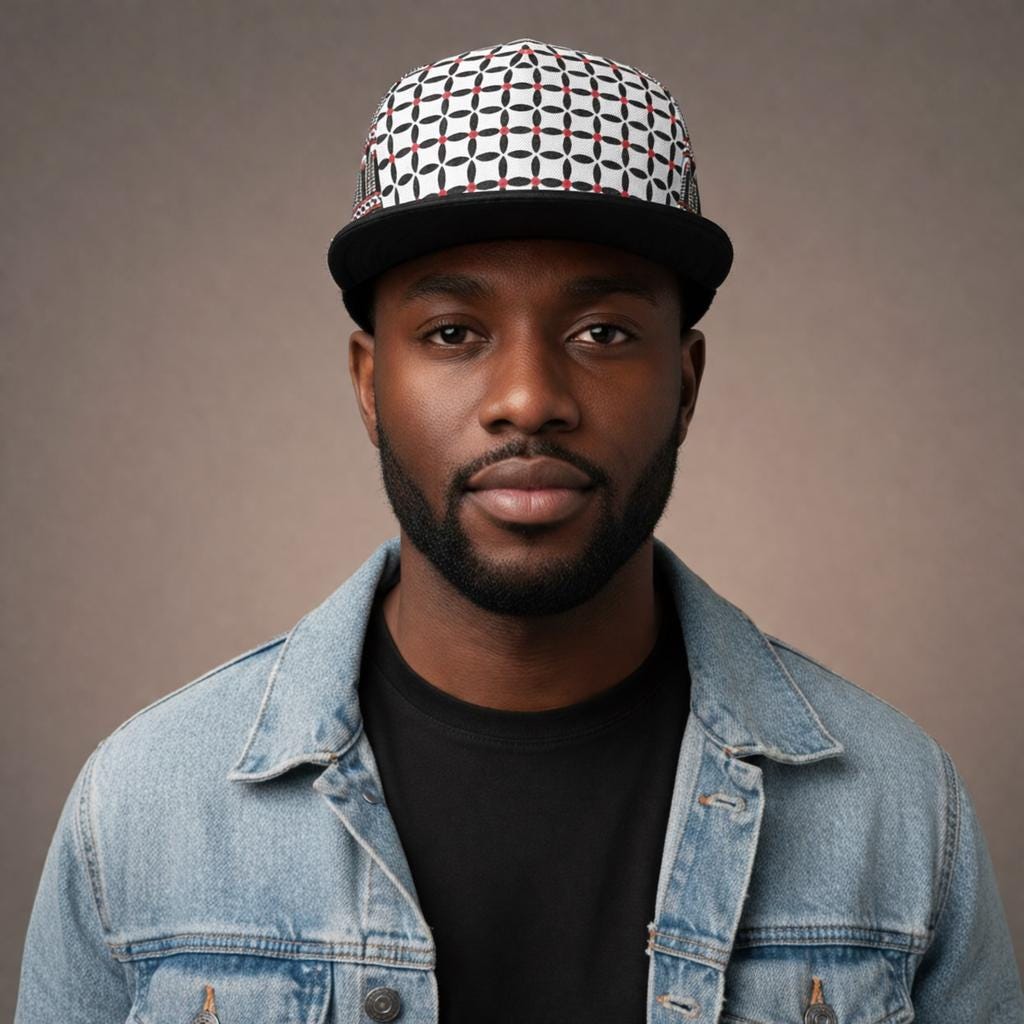 Black and White Toghu Print Cameroonian Snapback Hat
