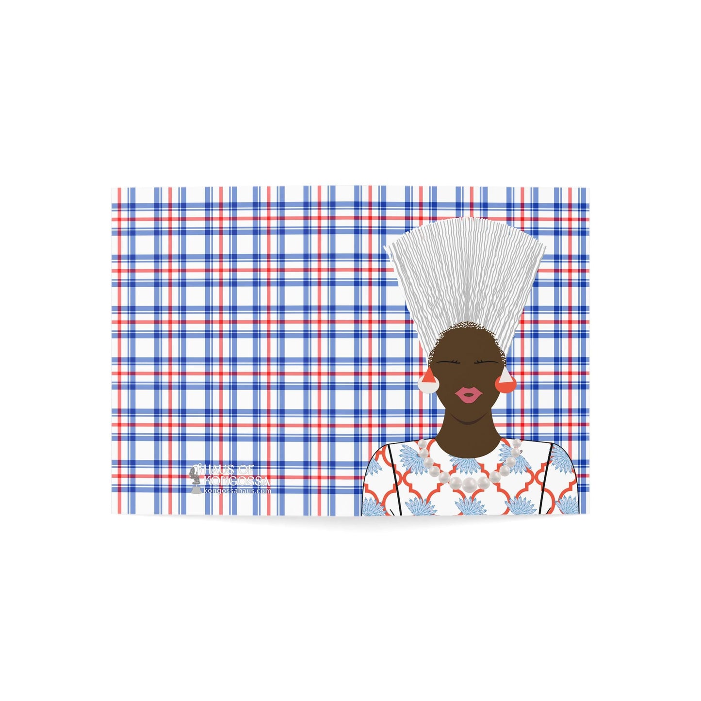 Nef in White - Mukuta Bag Plaid Greeting Cards (1, 10pcs)