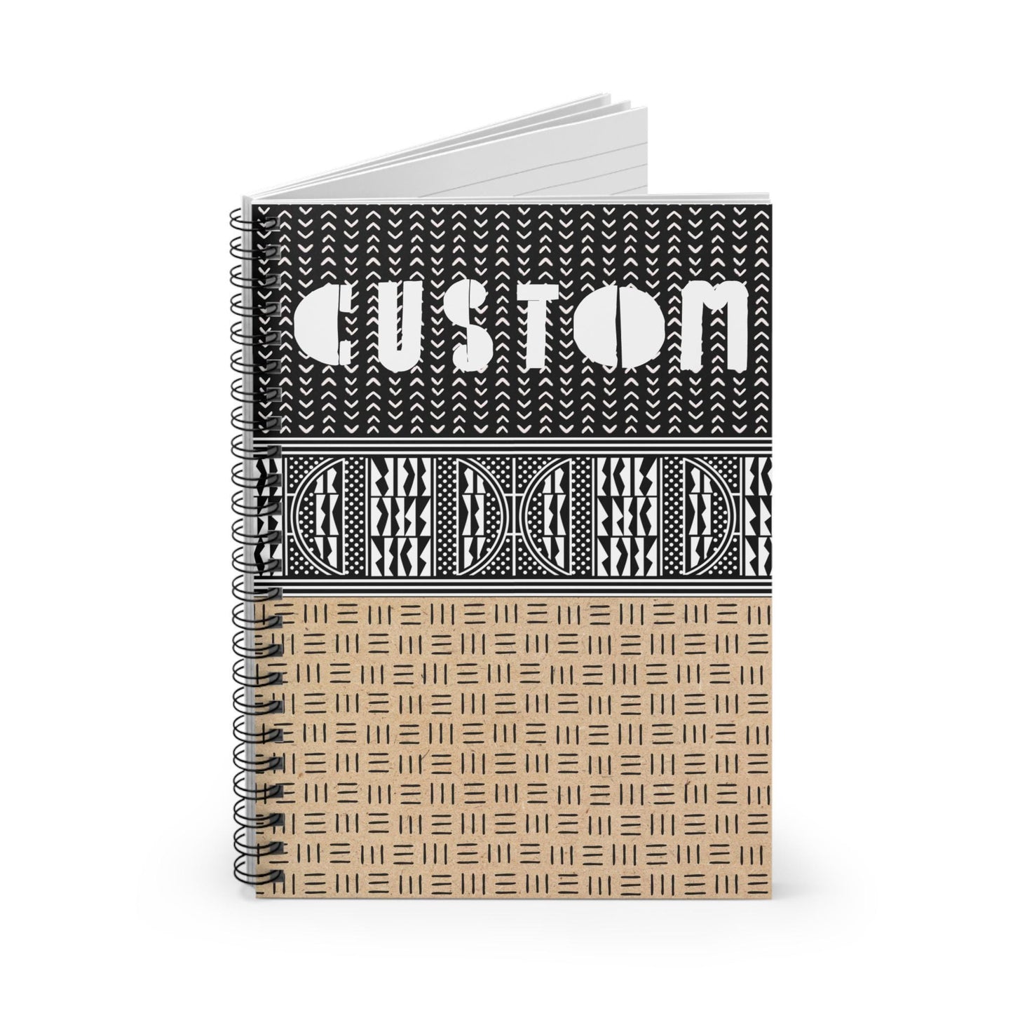 Custom Personalized Mixed Mudcloth and Ndop - Front Cover Spiral Notebook - Ruled Line