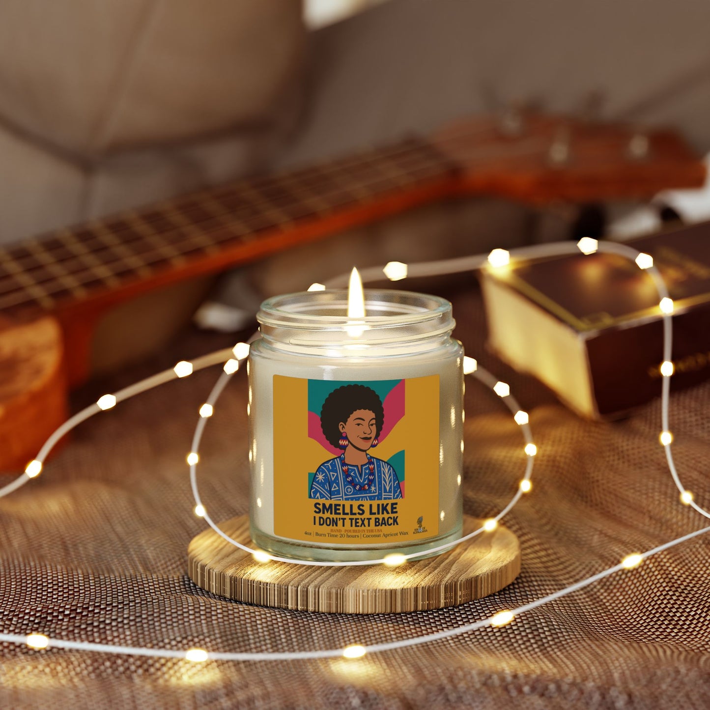 Colorful Smells like I don't text back Funny Coconut Apricot Wax Scented Candles, Afrocentric Candle,Home Fragrance Decor, Aromatherapy Gift, Relaxation Candle