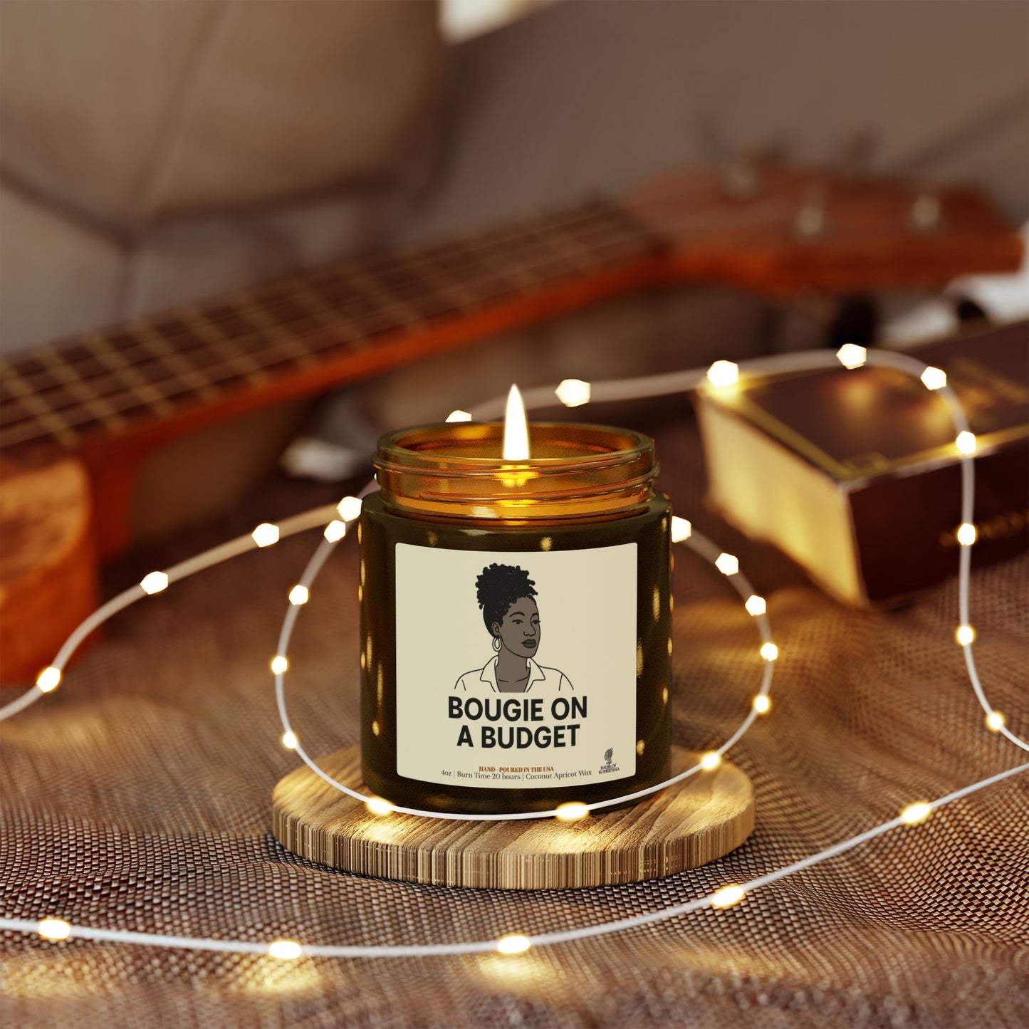 Bougie on a Budget Coconut Apricot Wax Scented Candles (Black and White), Afrocentric Candle, Home Fragrance Decor, Aromatherapy Gift, Relaxation Candle