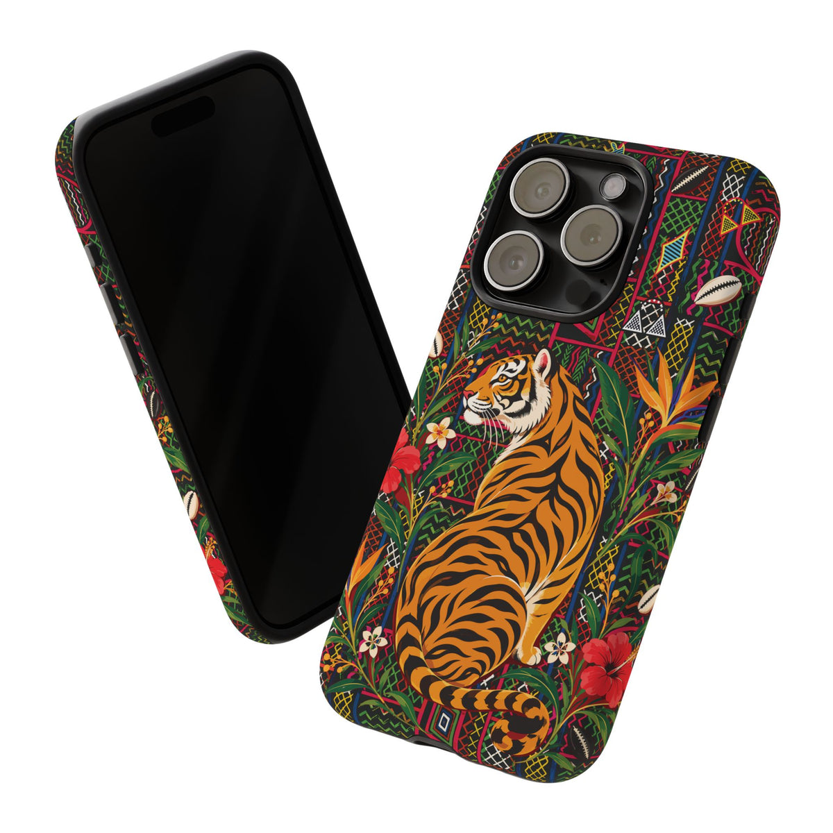 Bengal Tiger & Tropical Blooms Phone Case, African Art Design, Stylish Protective Cover for Samsung and iPhone, Unique Accessory, Gift Idea