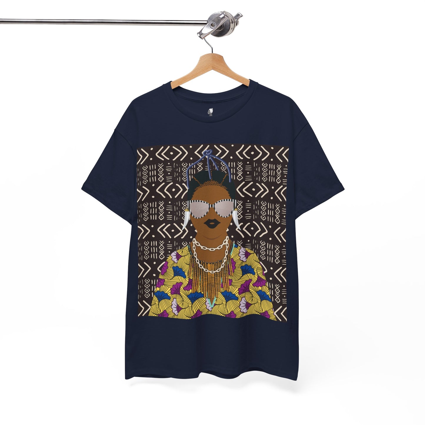 Manyi in Floral on Mudcloth Unisex Heavy Cotton Tee