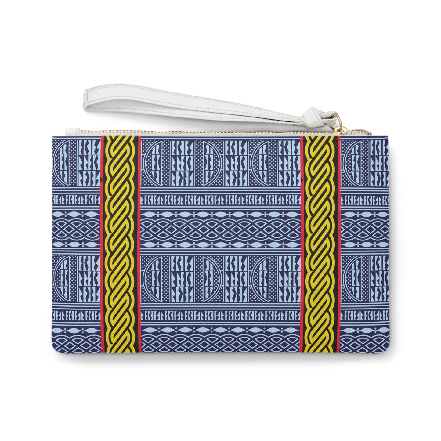Ndop & Toghu Vegan Leather Wristlet Bag: African Print Clutch Purse