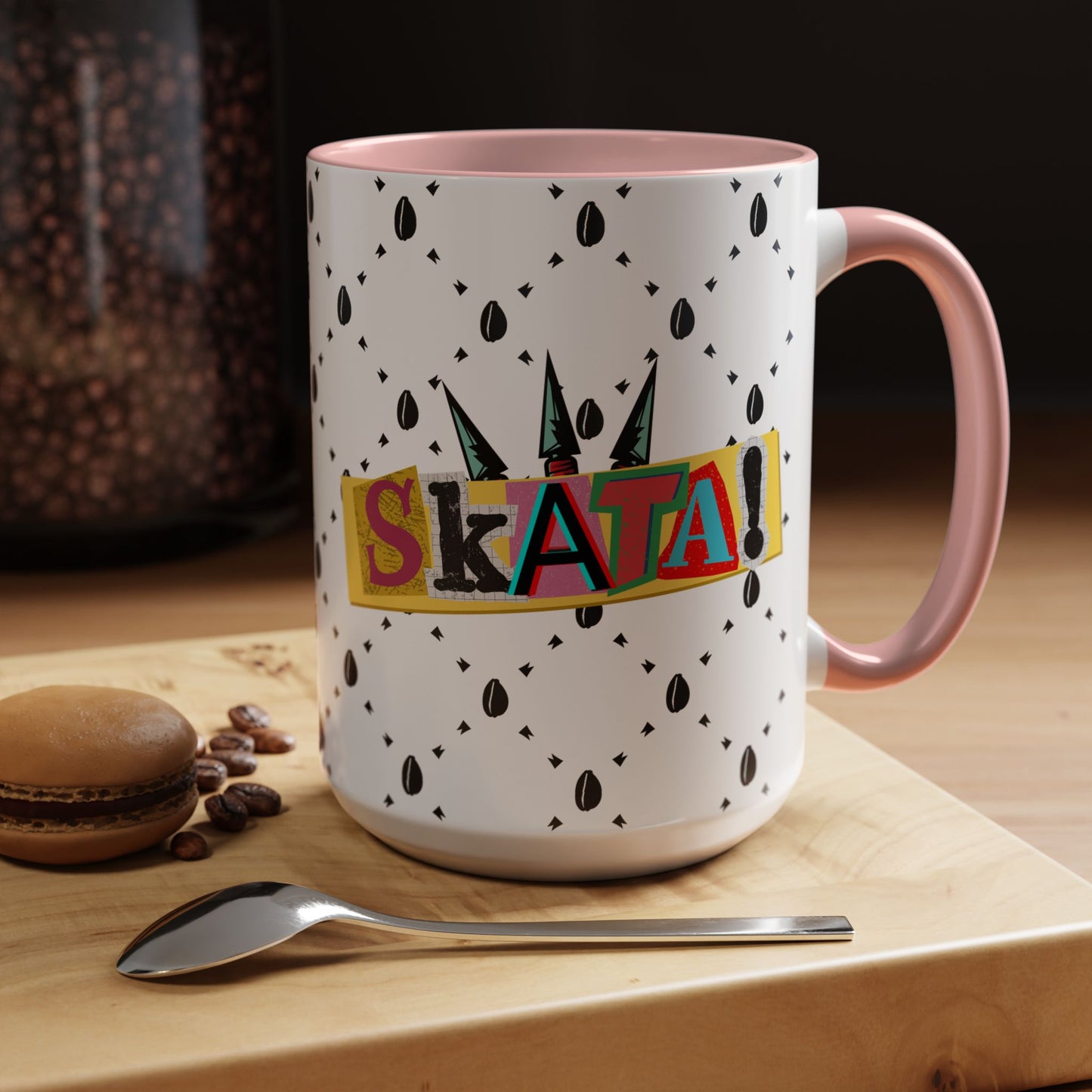 Skata Ceramic Accent Coffee Mug, 15oz, Ethnic Design, Kitchenware, Tea Cup, Home Decor, Drinkware