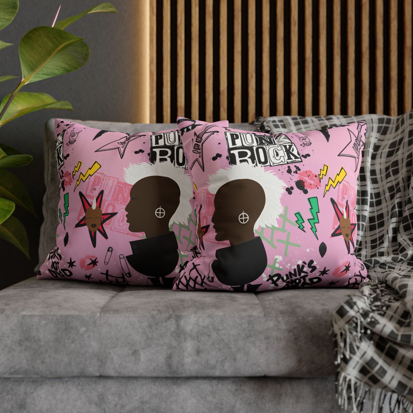 Punk Girl Pink Two-Sided Faux Suede Square Pillow Case