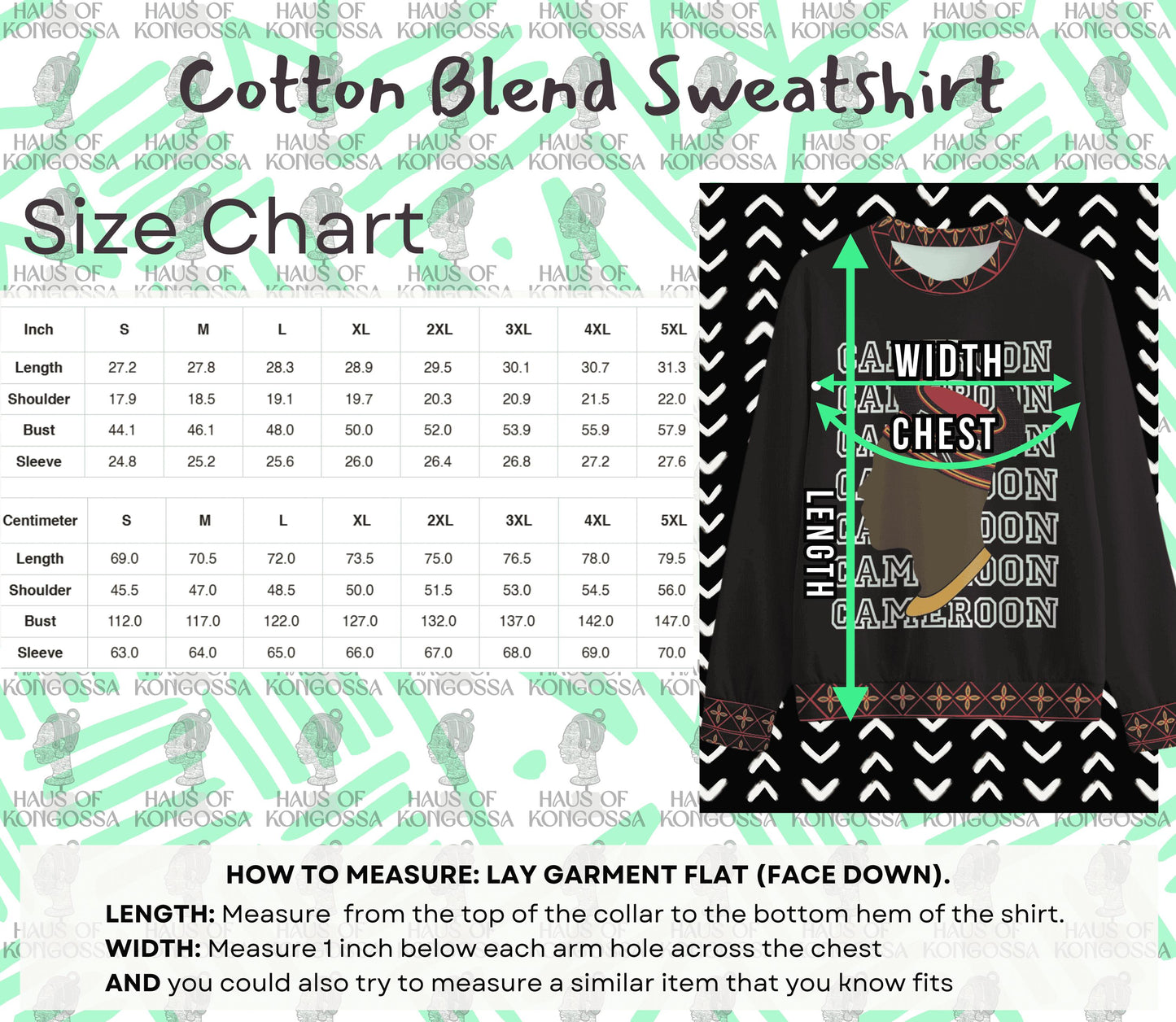 Queen of Cowries Soft Cotton Blend Unisex Crewneck Sweatshirt, with Toghu Accents