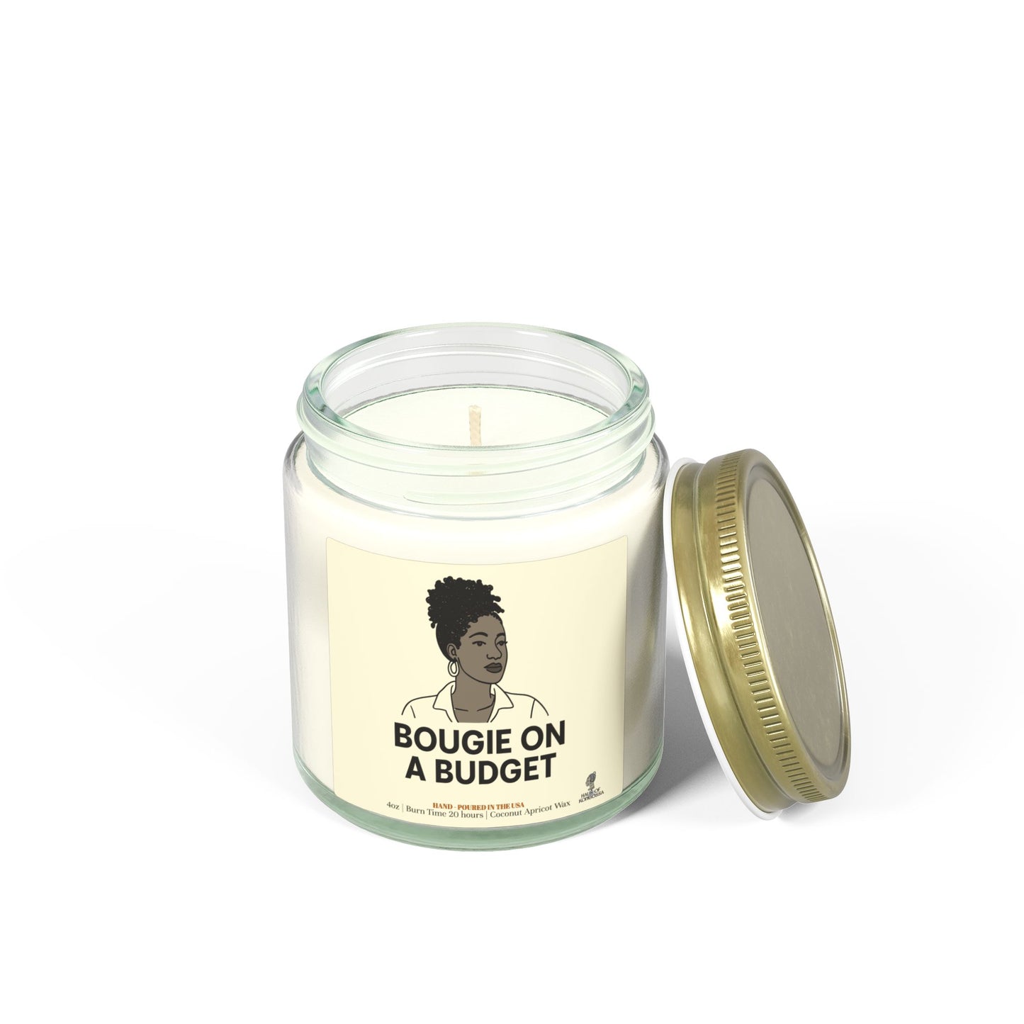 Bougie on a Budget Coconut Apricot Wax Scented Candles (Black and White), Afrocentric Candle, Home Fragrance Decor, Aromatherapy Gift, Relaxation Candle