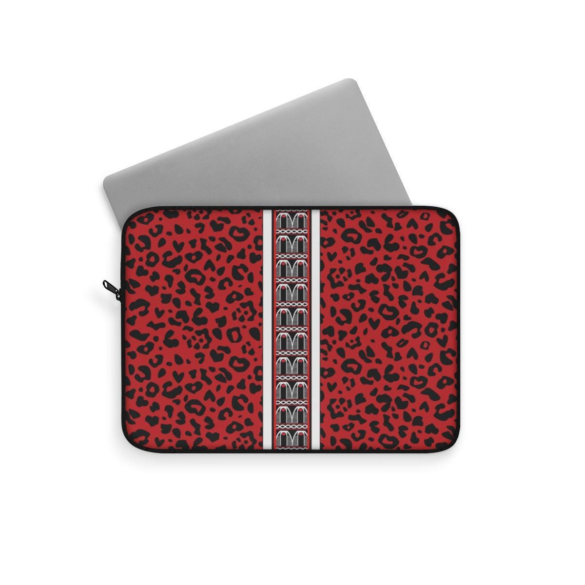 Leopard & Toghu Stripe Laptop Sleeve: Padded Protective Computer Case, Pro Macbook Air Sleeve