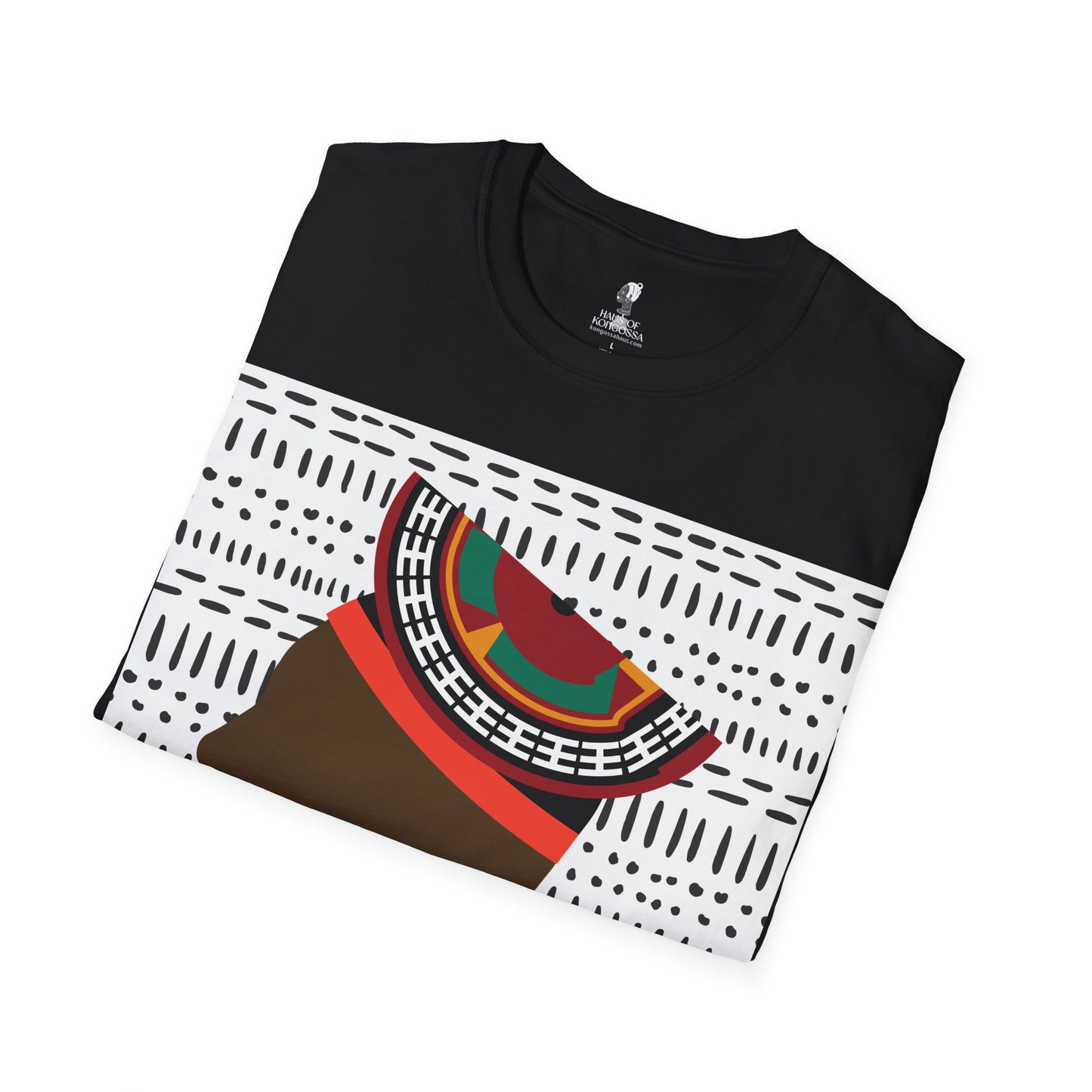 Man in Bamenda Hat White Mudcloth Unisex Softstyle T-Shirt