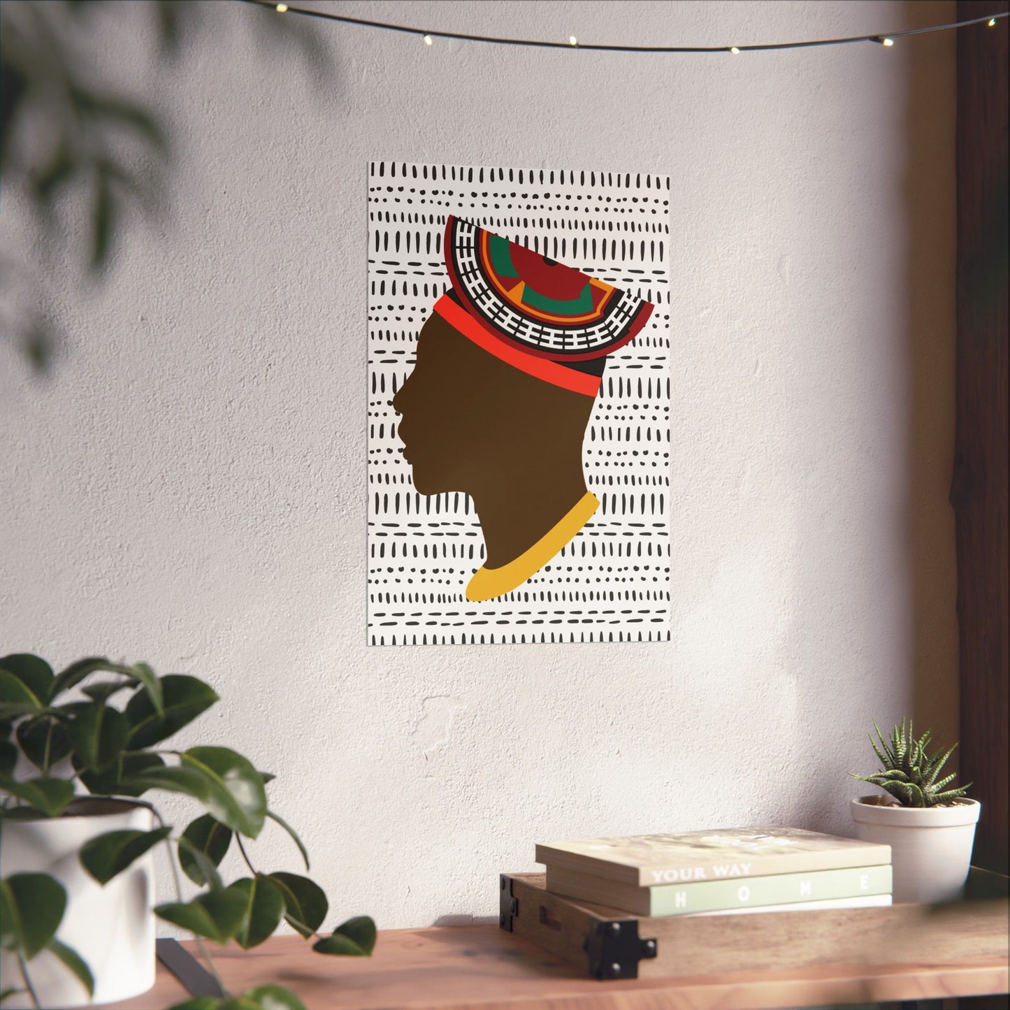 Man in Bamenda Hat White Mudcloth Premium Matte Vertical Posters