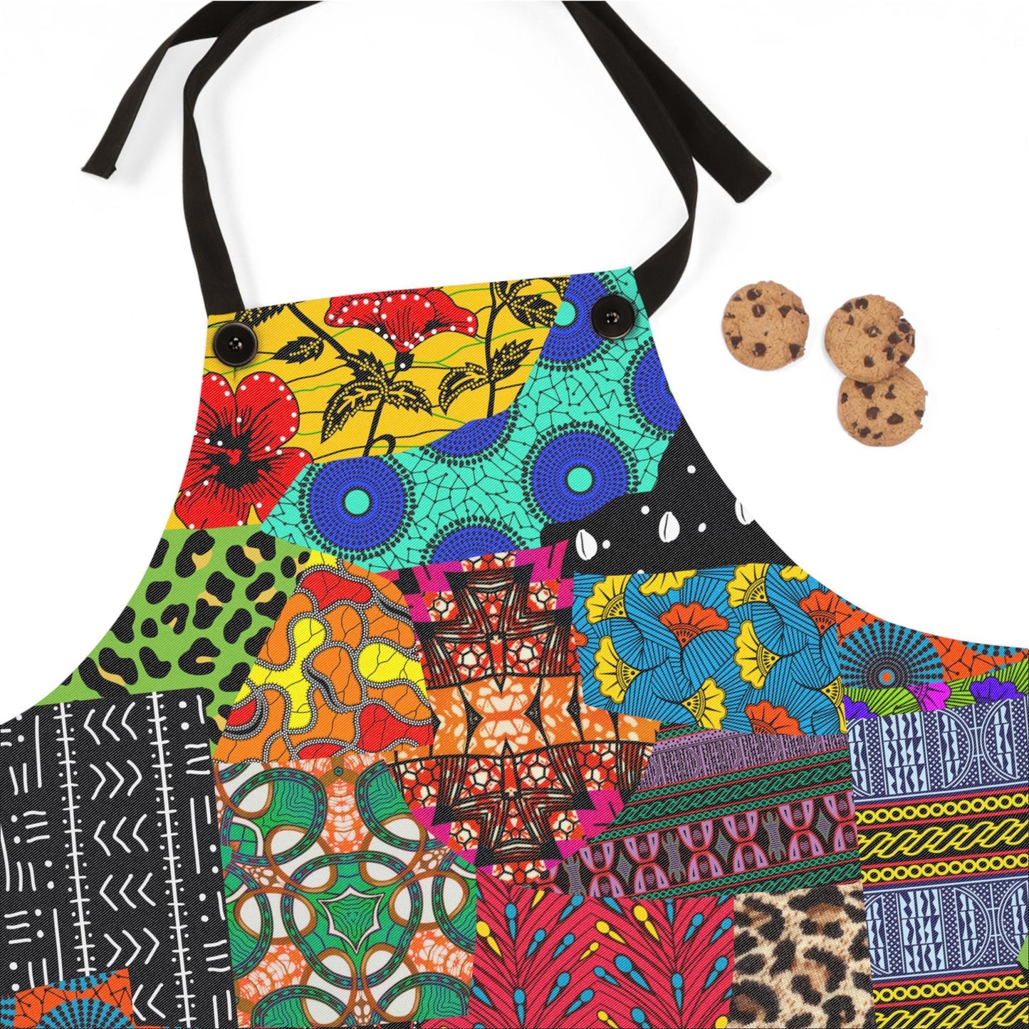 Ankara Quilt Print Apron – Colorful Retro Kitchen Apron