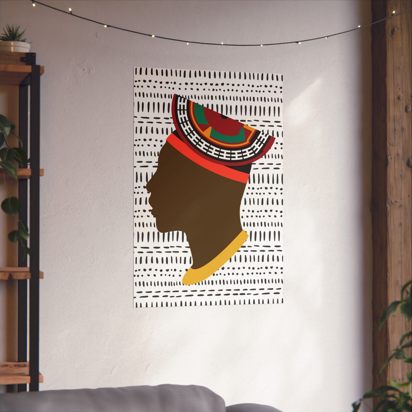Man in Bamenda Hat White Mudcloth Premium Matte Vertical Posters