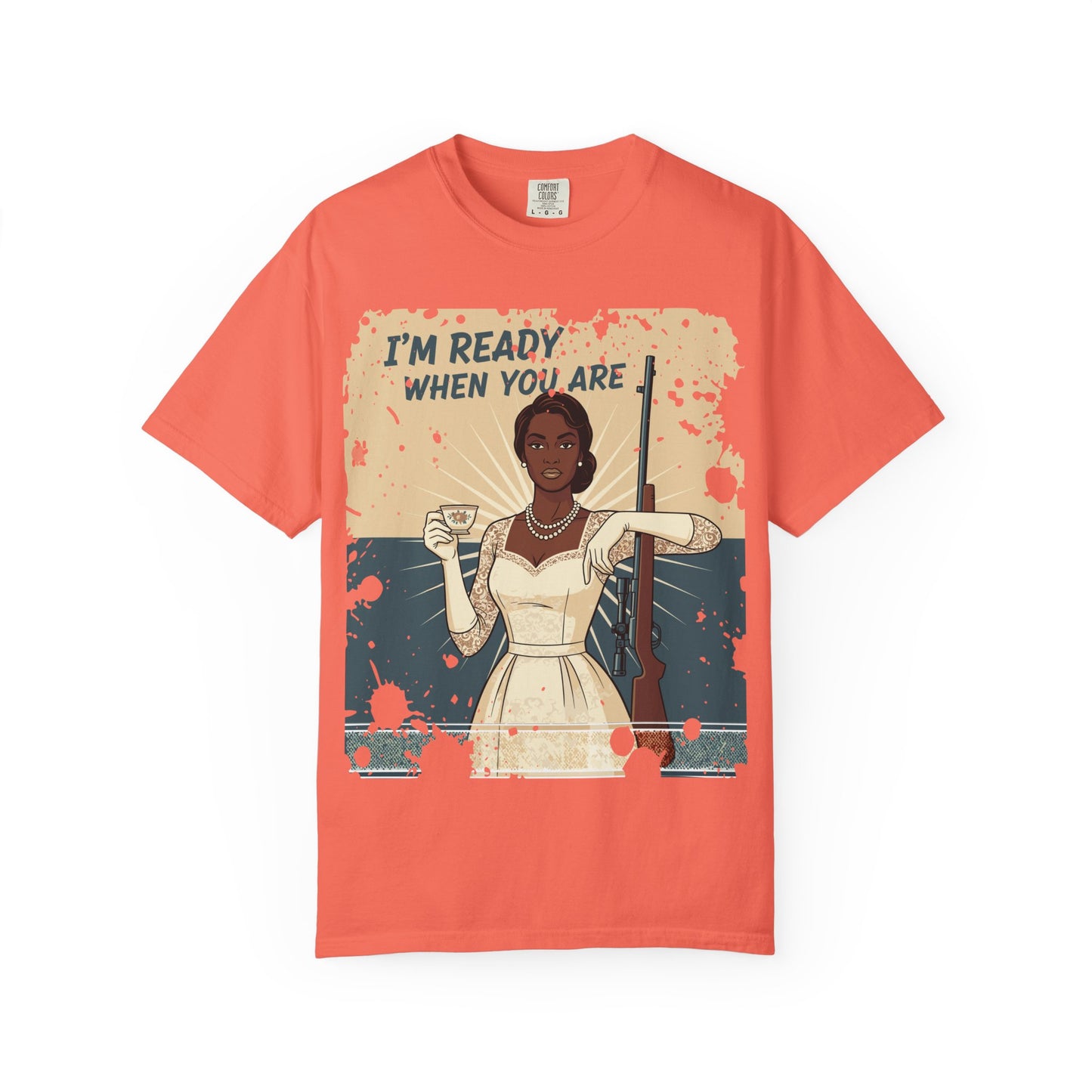 Retro Black Woman Unisex Graphic Tee, Soft Garment-Dyed T-Shirt, Vintage Pin Up Statement Shirt perfect for Mother's Day