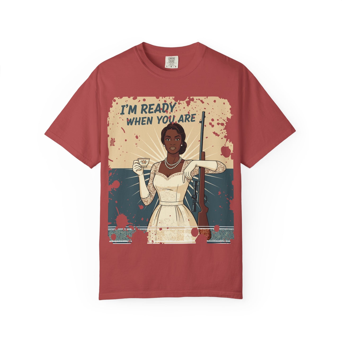 Retro Black Woman Unisex Graphic Tee, Soft Garment-Dyed T-Shirt, Vintage Pin Up Statement Shirt perfect for Mother's Day