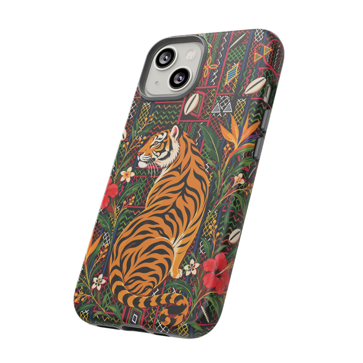 Bengal Tiger & Tropical Blooms Phone Case, African Art Design, Stylish Protective Cover for Samsung and iPhone, Unique Accessory, Gift Idea