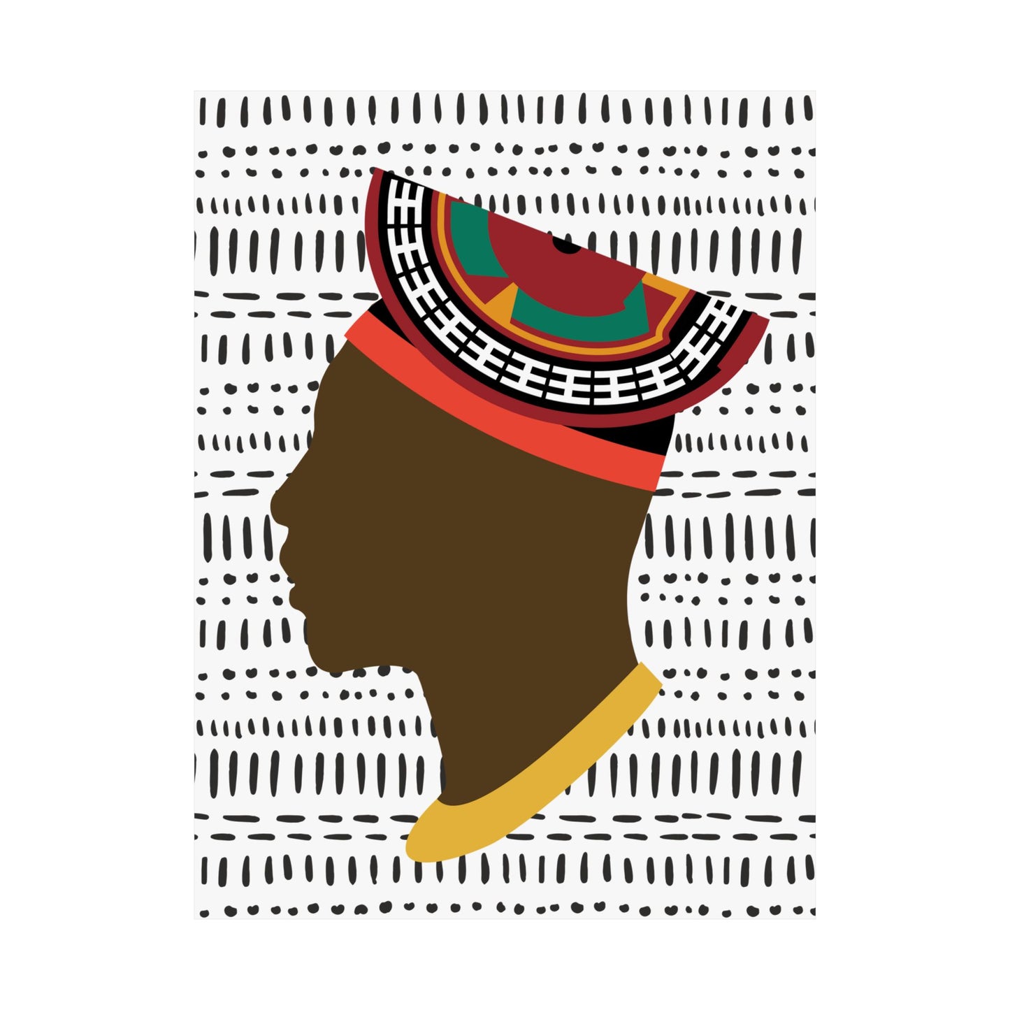 Man in Bamenda Hat White Mudcloth Premium Matte Vertical Posters