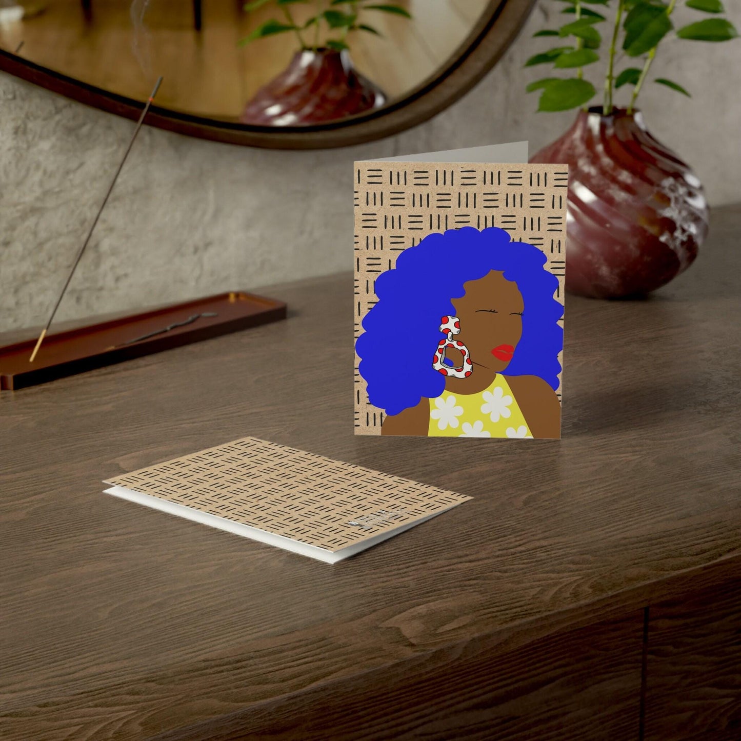 Lady Blue African Greeting Cards (1, 10pcs)