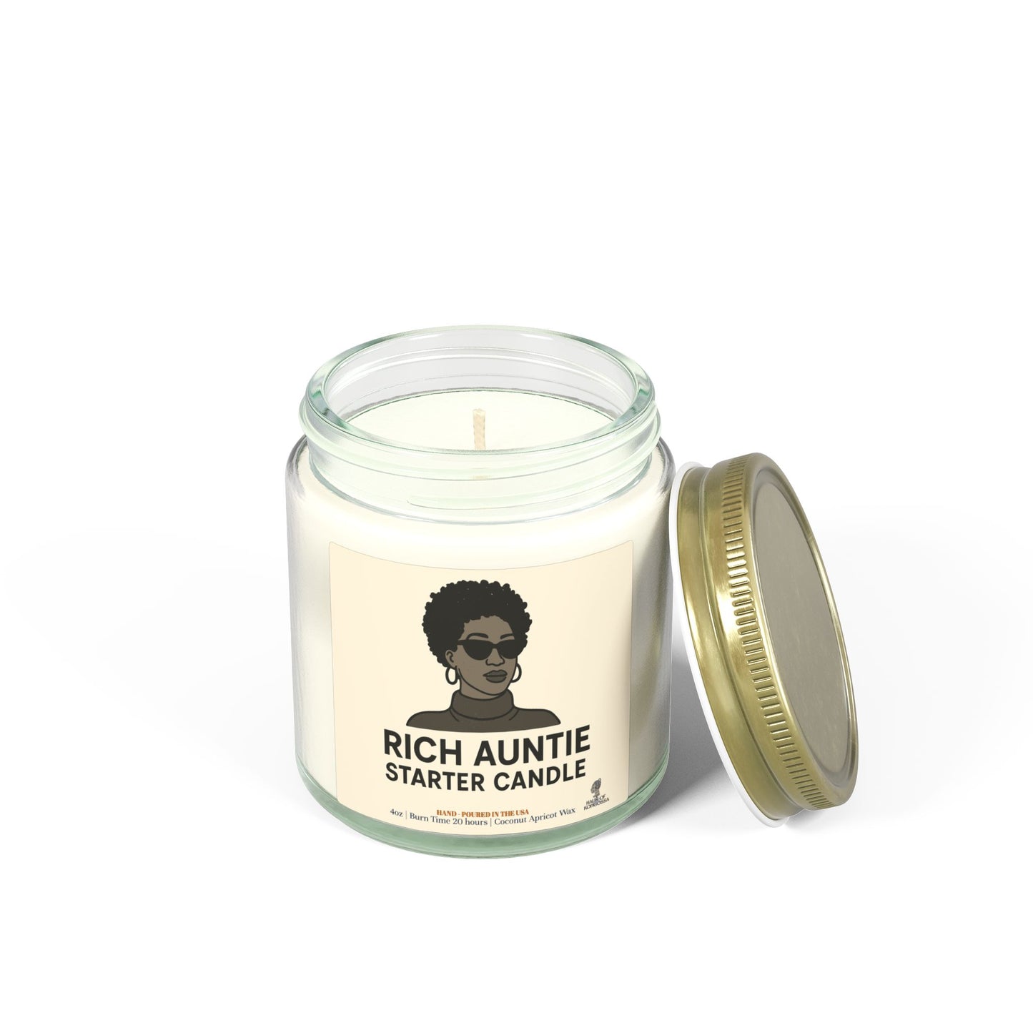 Rich Auntie Coconut Apricot Wax Scented Candles (Black and White), Afrocentric Candle – African Inspired Home Decor,Home Fragrance Decor, Aromatherapy Gift, Relaxation Candle