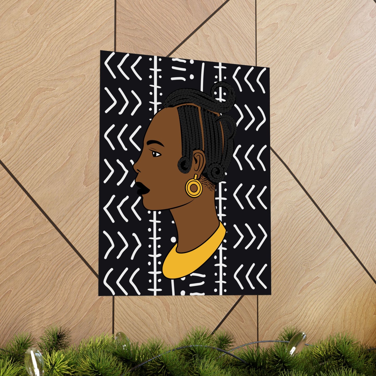 Lady Kongossa on Black Mudcloth Premium Matte Vertical Posters