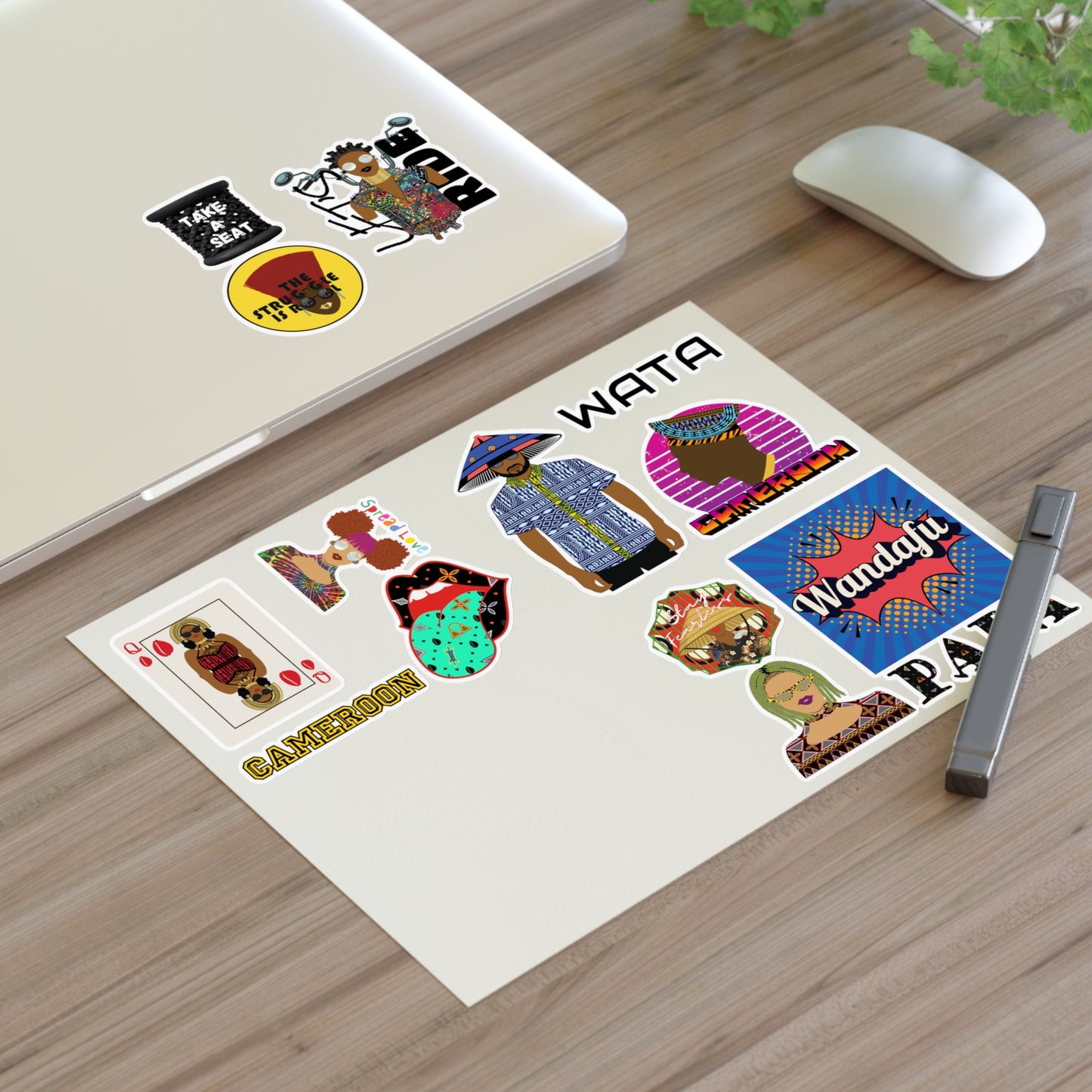 Pili Pili Durable White Vinyl African Sticker Sheets, Water Resistant Stickers for Crafts and Journals, Ideal Creative Gift