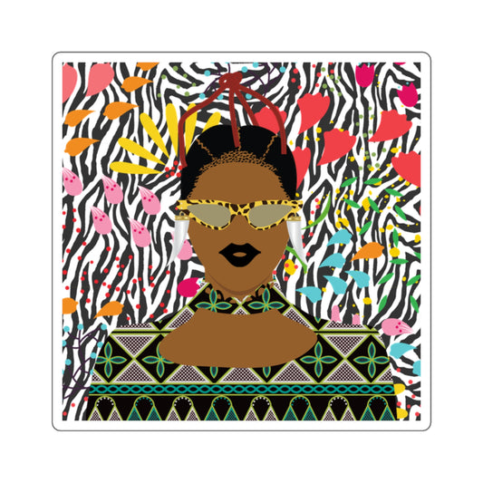 Manyi Square Stickers, on Zebra flora
