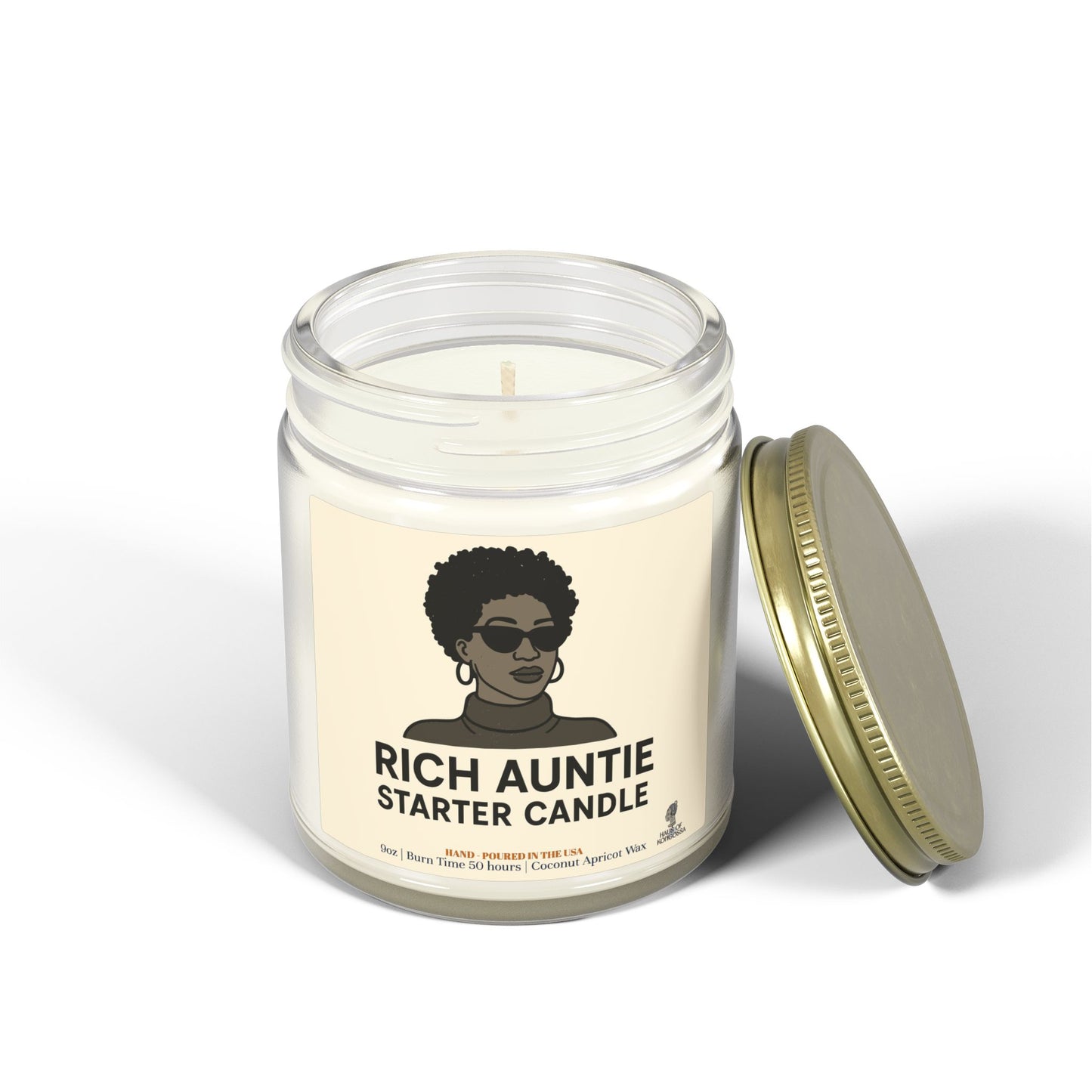 Rich Auntie Coconut Apricot Wax Scented Candles (Black and White), Afrocentric Candle – African Inspired Home Decor,Home Fragrance Decor, Aromatherapy Gift, Relaxation Candle