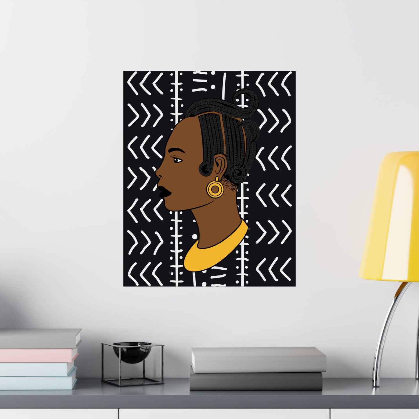 Lady Kongossa on Black Mudcloth Premium Matte Vertical Posters