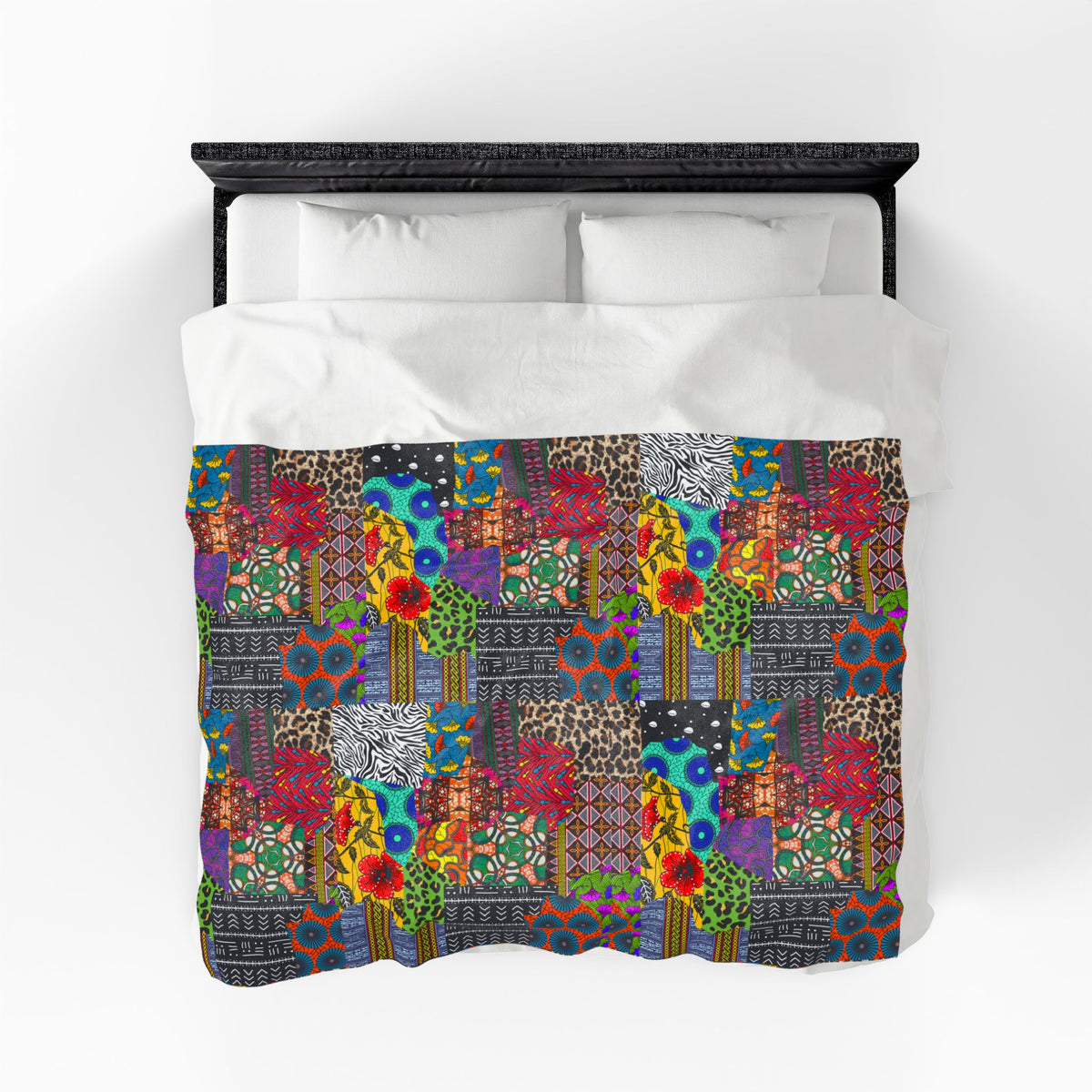 Afrik Quilt African Print Velveteen Plush Blanket