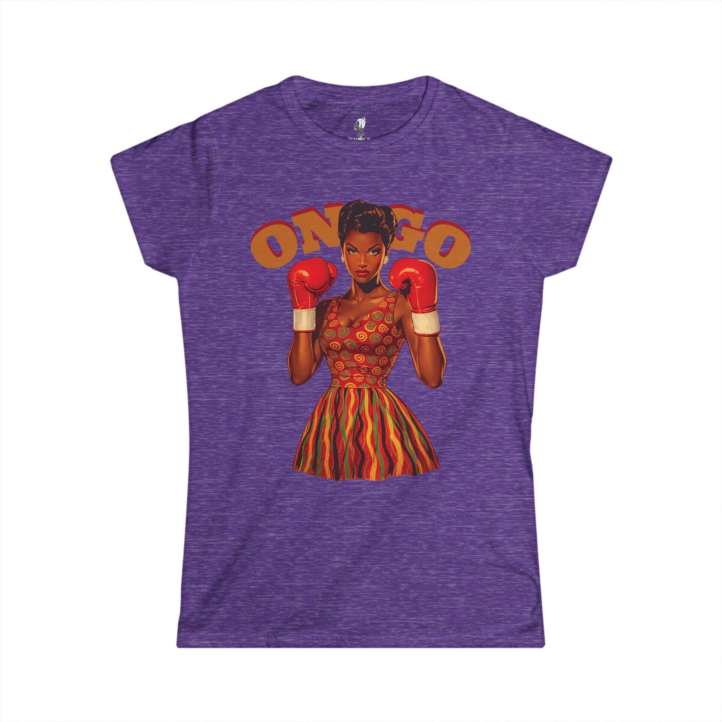 On Go Boxing Girl Softstyle Women's Tee,  Retro Fighter Illustration, Women's T-Shirt