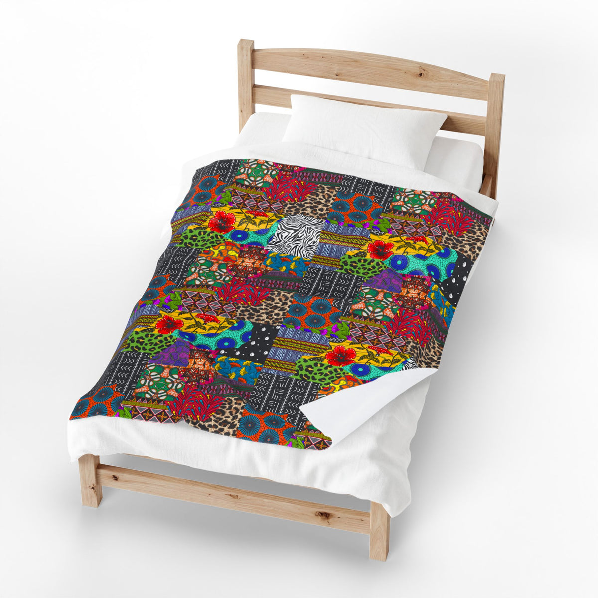 Afrik Quilt African Print Velveteen Plush Blanket