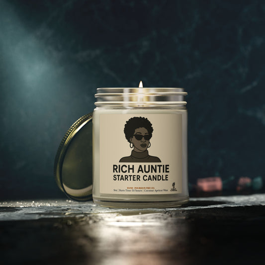 Rich Auntie Coconut Apricot Wax Scented Candles (Black and White), Afrocentric Candle – African Inspired Home Decor,Home Fragrance Decor, Aromatherapy Gift, Relaxation Candle