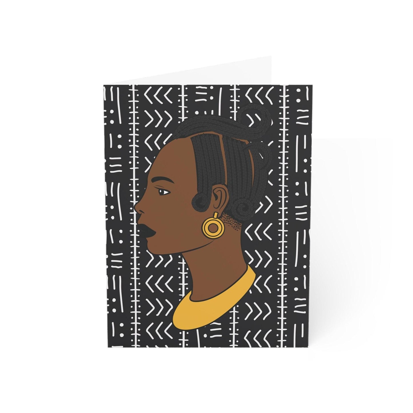 Lady Kongossa on Black Mudcloth African Greeting Cards (1, 10pcs)